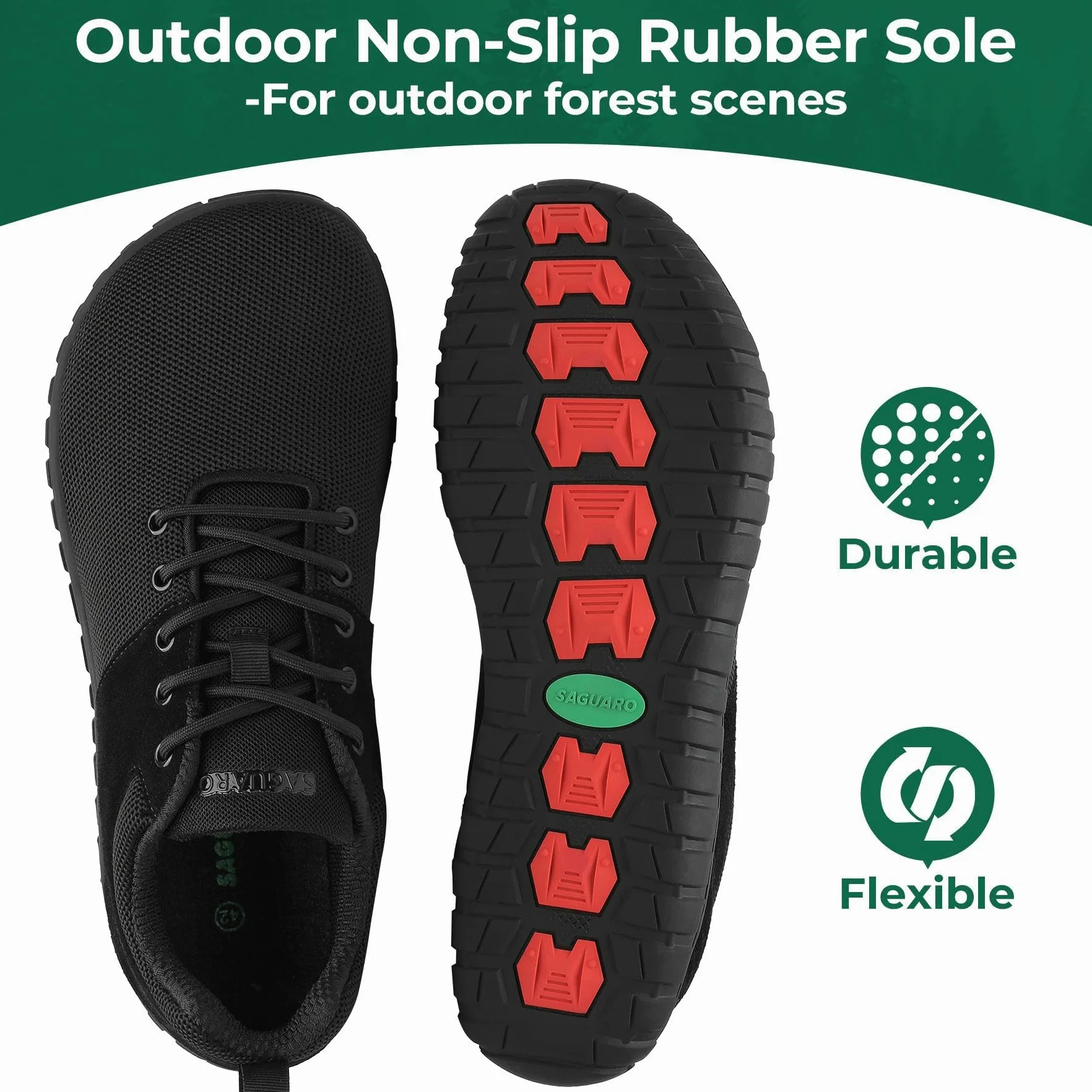 SAGUARO Buty Boso Minimalistyczne Unisex, Lekkie Buty Boso z Zerowym Spadkiem Słońca i Szerokim Pudełkiem na Narzędzia, Rozmiar 36-48