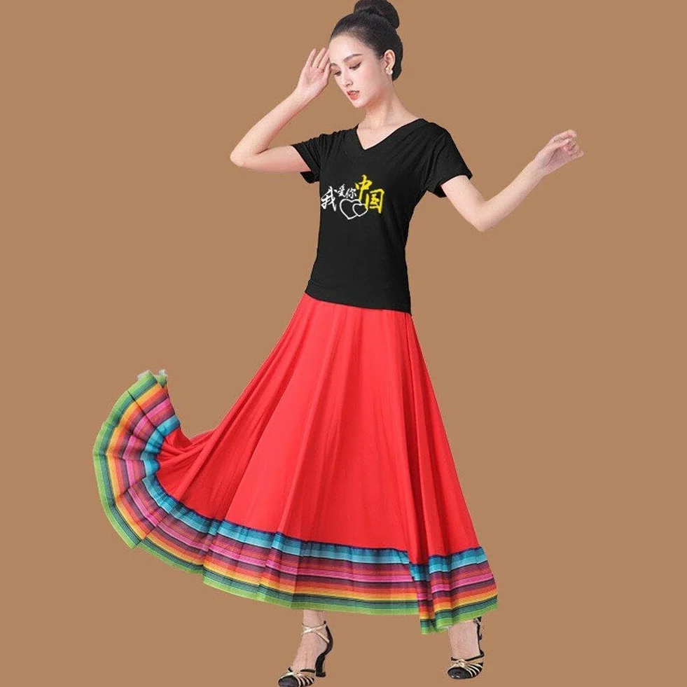 Meksykańskie spódnice ludowe dla kobiet, hiszpańska huśtawka wysoka talia spódnica, meksykańska spódnica, Flamenco ludowe stroje do tańca, elegancka spódnica treningowa