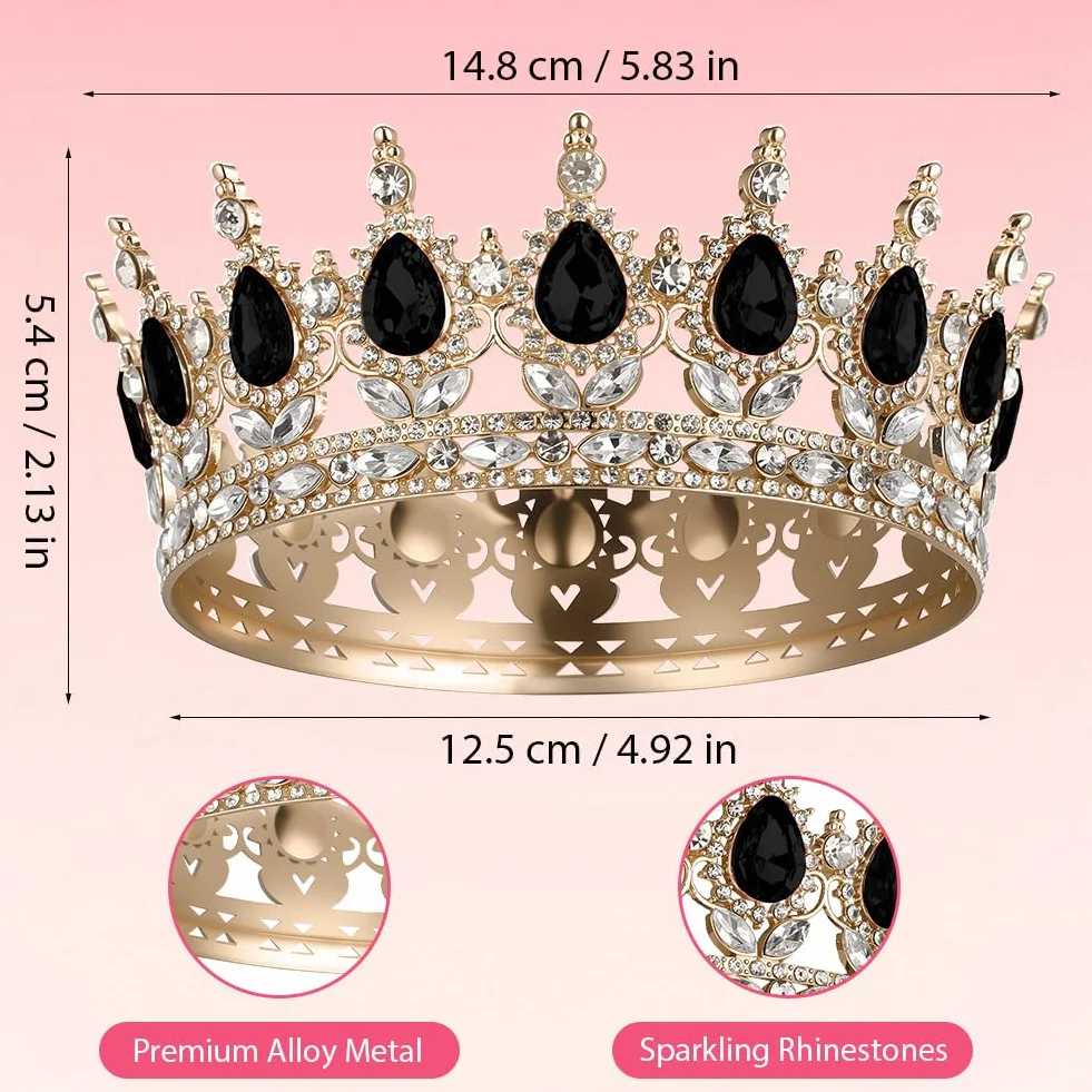 Korona królowa, okrągły tiara, pełna okrągła dziewczyna kryształowa tiara tiary błyszczące cyrkonie dla panny młodej piękne tiary na ślub, fotografię, bal przebierańców, przyjęcia urodzinowe