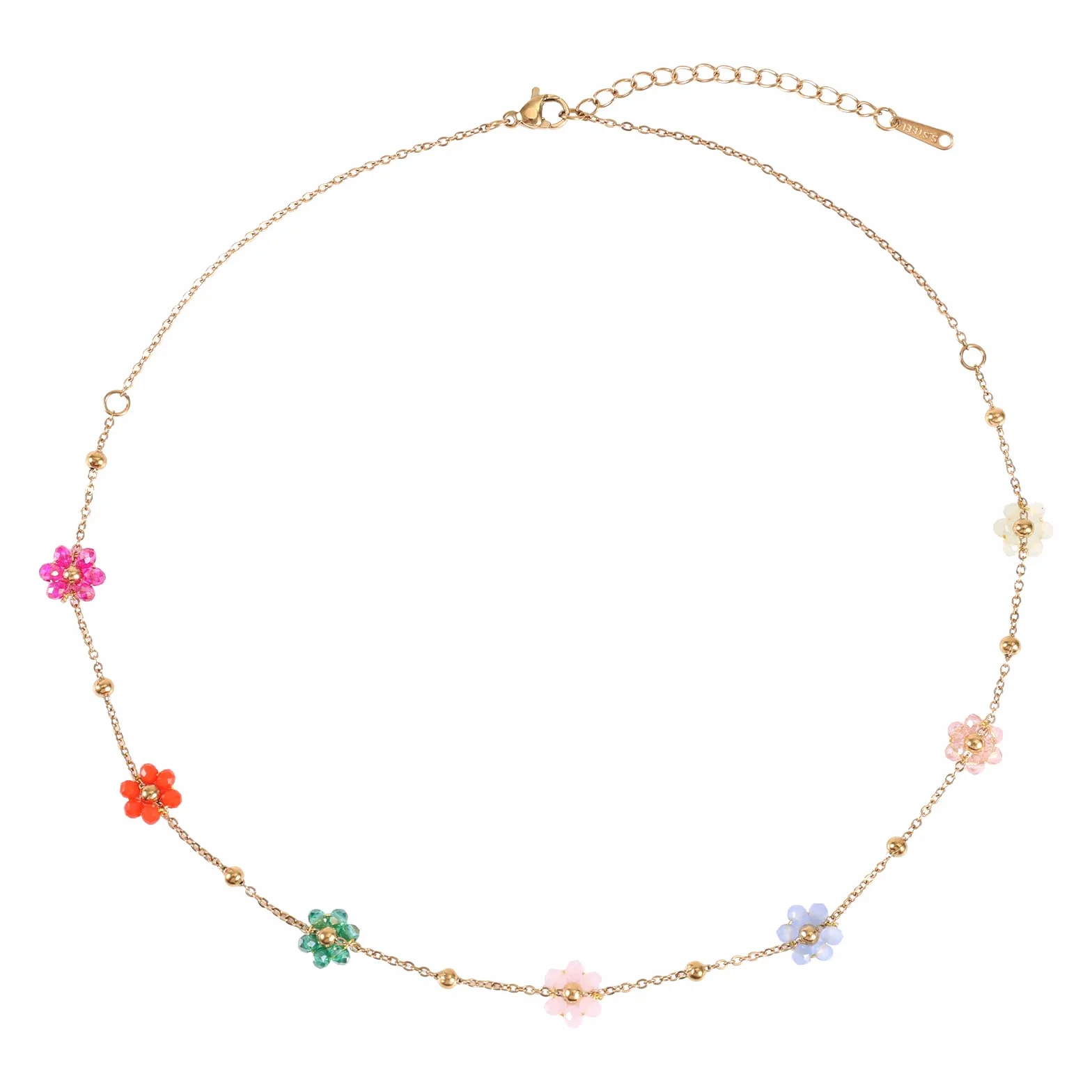 Mikovivi Naszyjnik z Koralików Kwiatowych, 40+5 cm Naszyjnik z Koralików w Kwiaty Stokrotki Modne Regulowane Naszyjniki Słodka Kolorowa Biżuteria Choker dla Kobiet