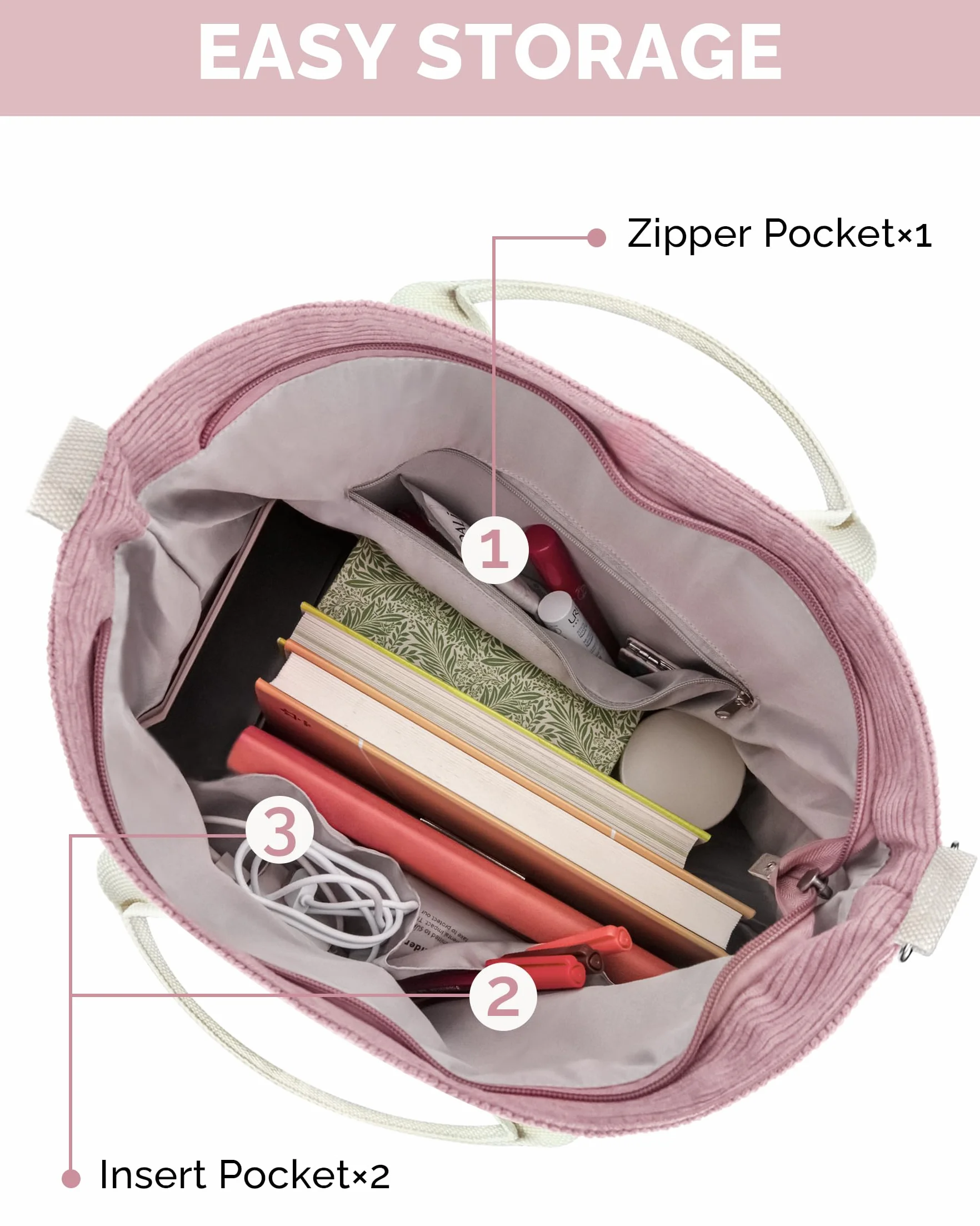 Prite Torba damska na zakupy, duża torba ze sztruksu, torba materiałowa z regulowanym paskiem na ramię, do pracy, podróży, na zakupy, do szkoły, na uczelnię