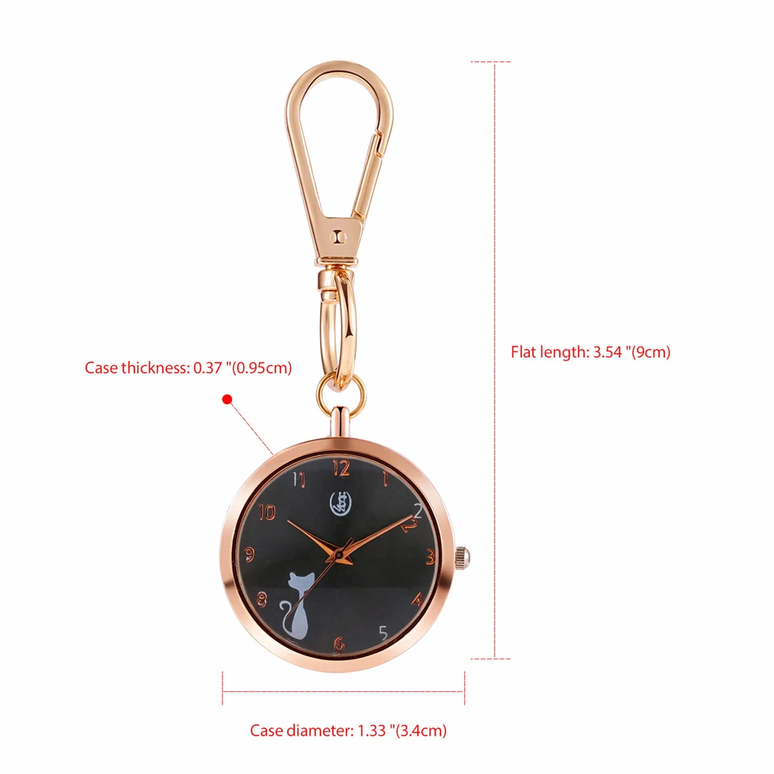 JewelryWe Nowość breloczek zegarek uroczy kot zwierzę brelok kwarcowy zegarek kieszonkowy FOB klips zegarek, dla mężczyzn kobiet, b, Nowoczesny