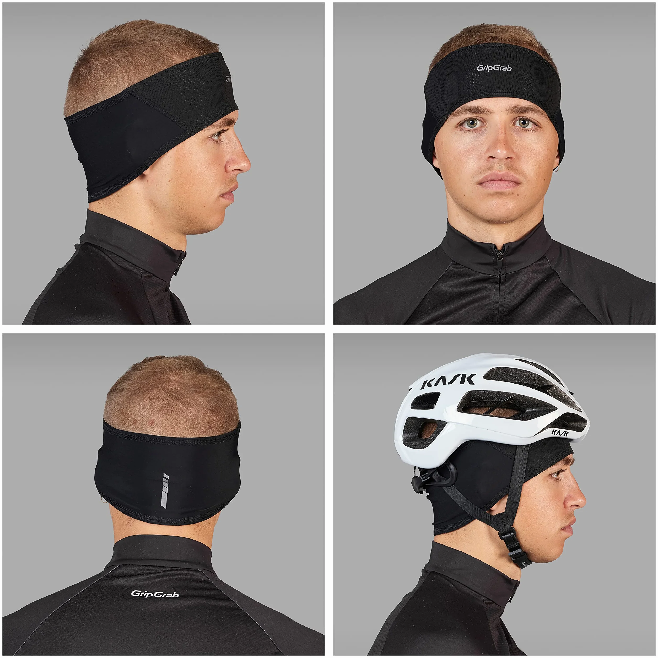 GripGrab Opaska na czoło pod kask rowerowa, wiatroszczelna, termiczna, do jazdy na rowerze, biegania, oddychająca, cienka, lekka