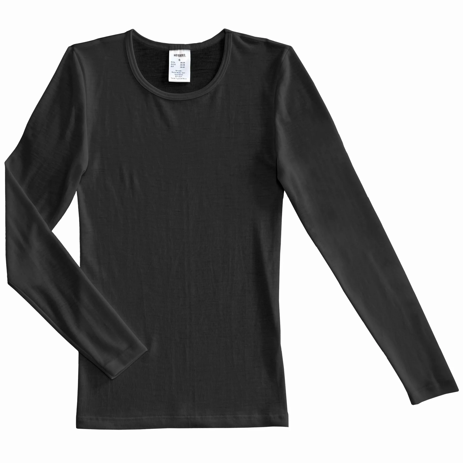 HERMKO 40830 damska koszulka z długim rękawem z wełny/Tencel