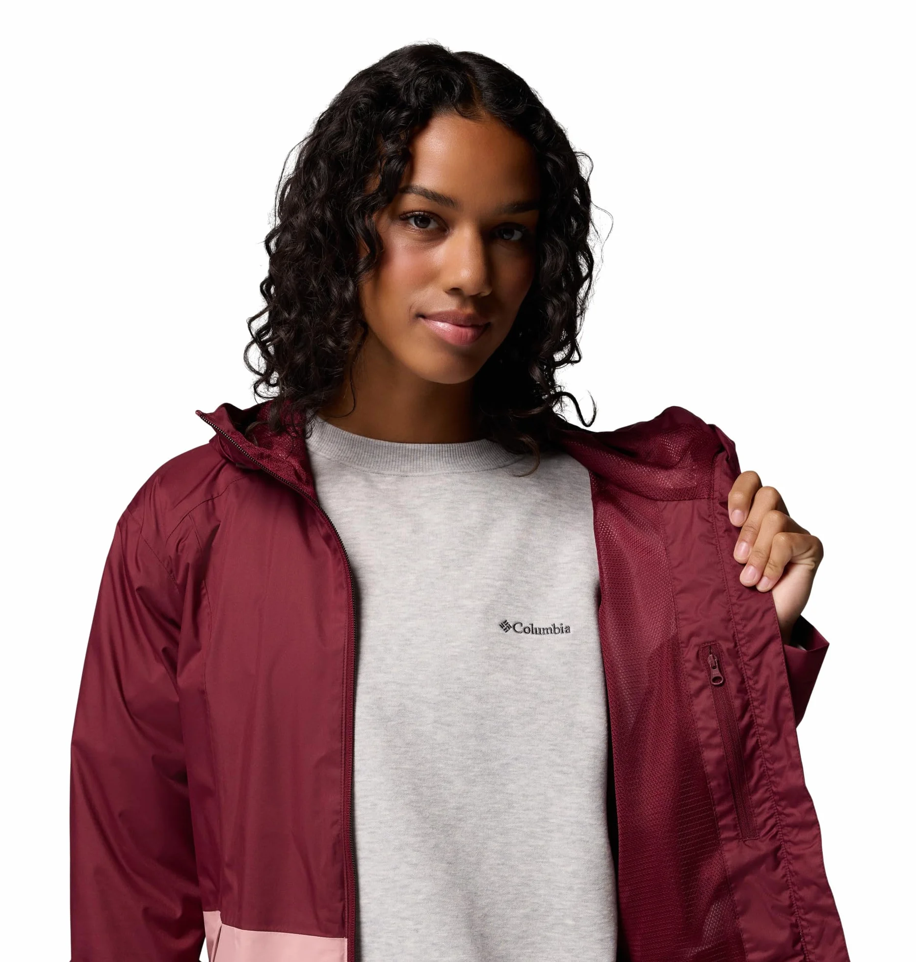 Columbia Damska kurtka Inner Limits 3, wodoodporna kurtka przeciwdeszczowa, bogate wino, gumka do ścierania, różowa, XL