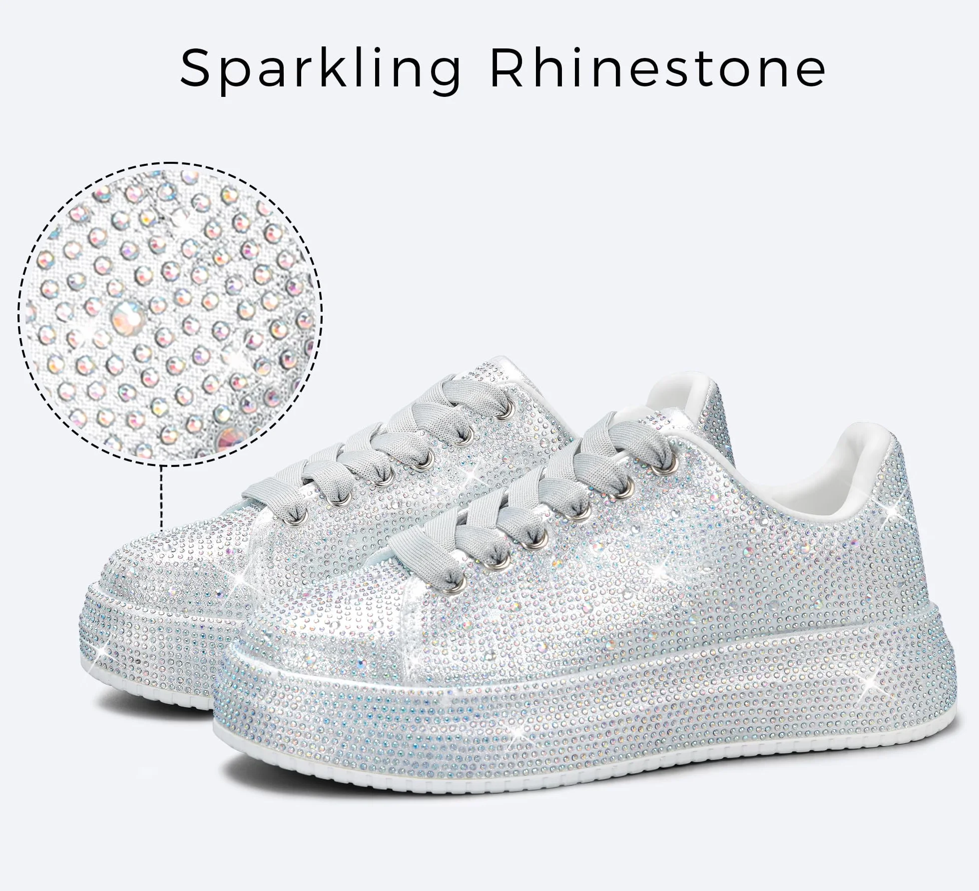 LUCKY STEP Trampki z kryształami górskimi dla kobiet platforma błyszczące błyszczące buty do tenisa moda olśniewające wesele wesele trampki do chodzenia
