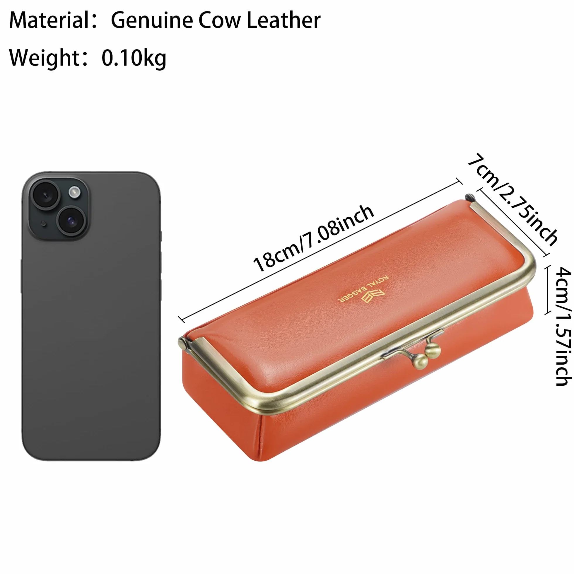 Royal Bagger Pudełko z prawdziwej skóry dla kobiet, etui na okulary retro - blokowanie RFID, organizer i torebka na monety Kiss Lock 3135 (Zielony)