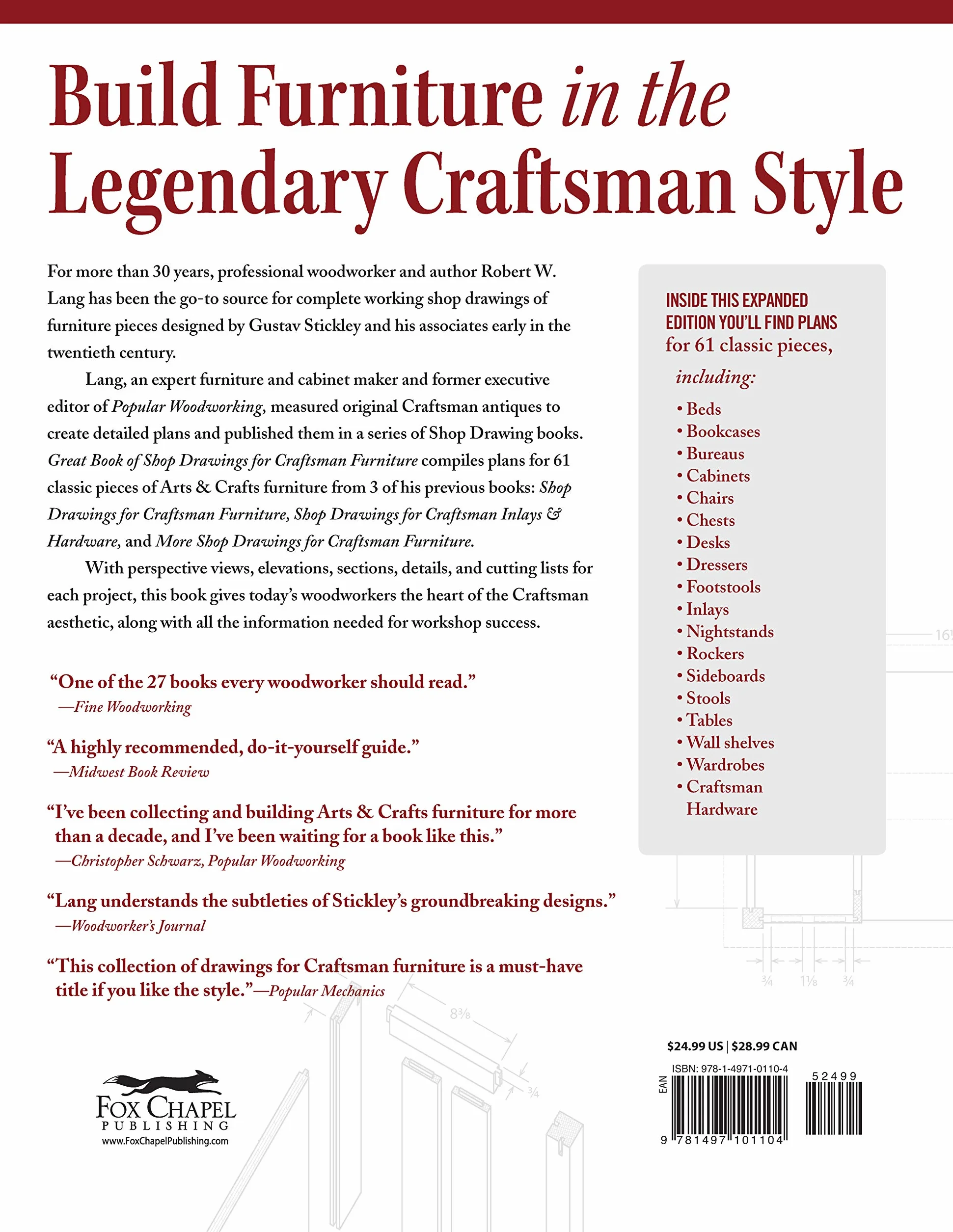 Great Book of Shop Drawings for Craftsman Furniture, Revised & Expanded Second Edition: Authentic and Fully Detailed Plans for 61 Classic Pieces