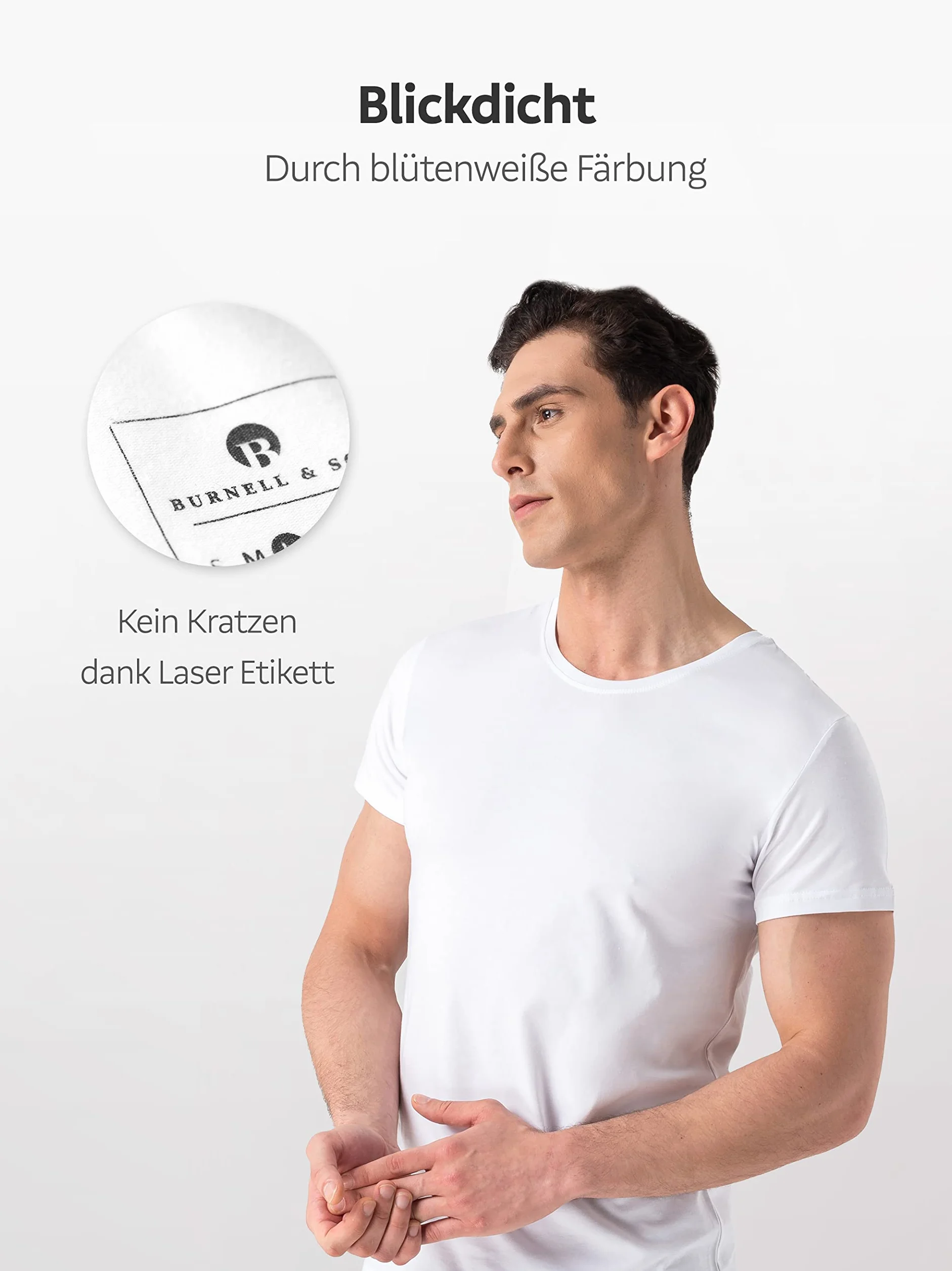Burnell & Son Biznesowy podkoszulek z krótkim rękawem i okrągłym dekoltem dla mężczyzn, wykonany z oddychającej bawełny, Slim Fit, 4 i 8 sztuk w opakowaniu