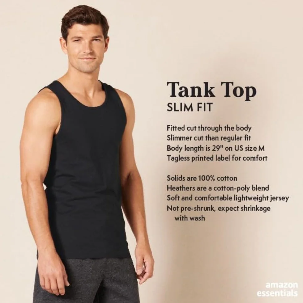 Amazon Essentials Mężczyźni Koszulka bez rękawów Slim Fit