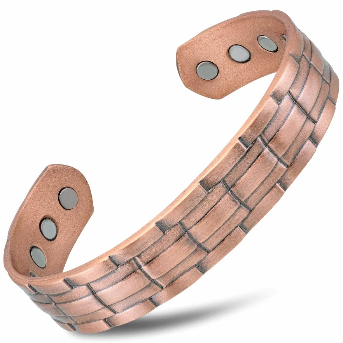 MagnetRX® Magnetyczne miedziane bransoletki dla mężczyzn – skuteczna bransoletka z czystej miedzi 99,9% dla mężczyzn – regulowana miedziana bransoletka do terapii magnetycznej (wytłoczony łańcuszek)