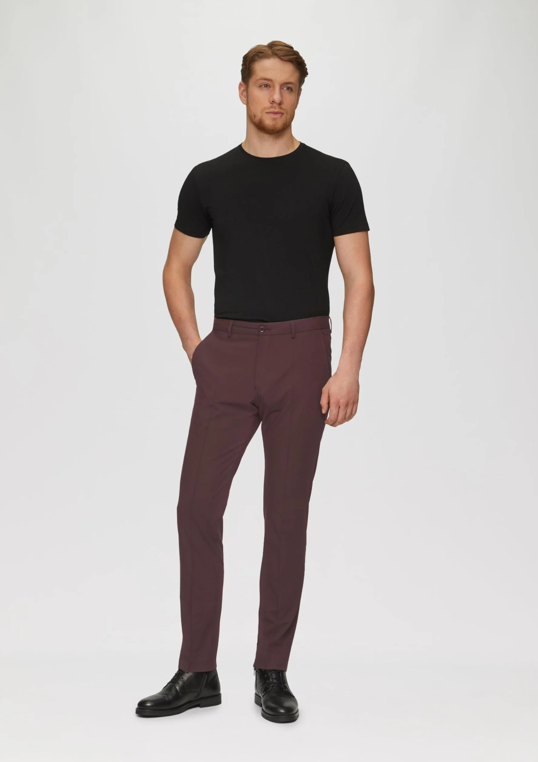 s.Oliver BLACK LABEL 2150908 - Spodnie garniturowe, mieszanka wełny, slim fit Mężczyźni