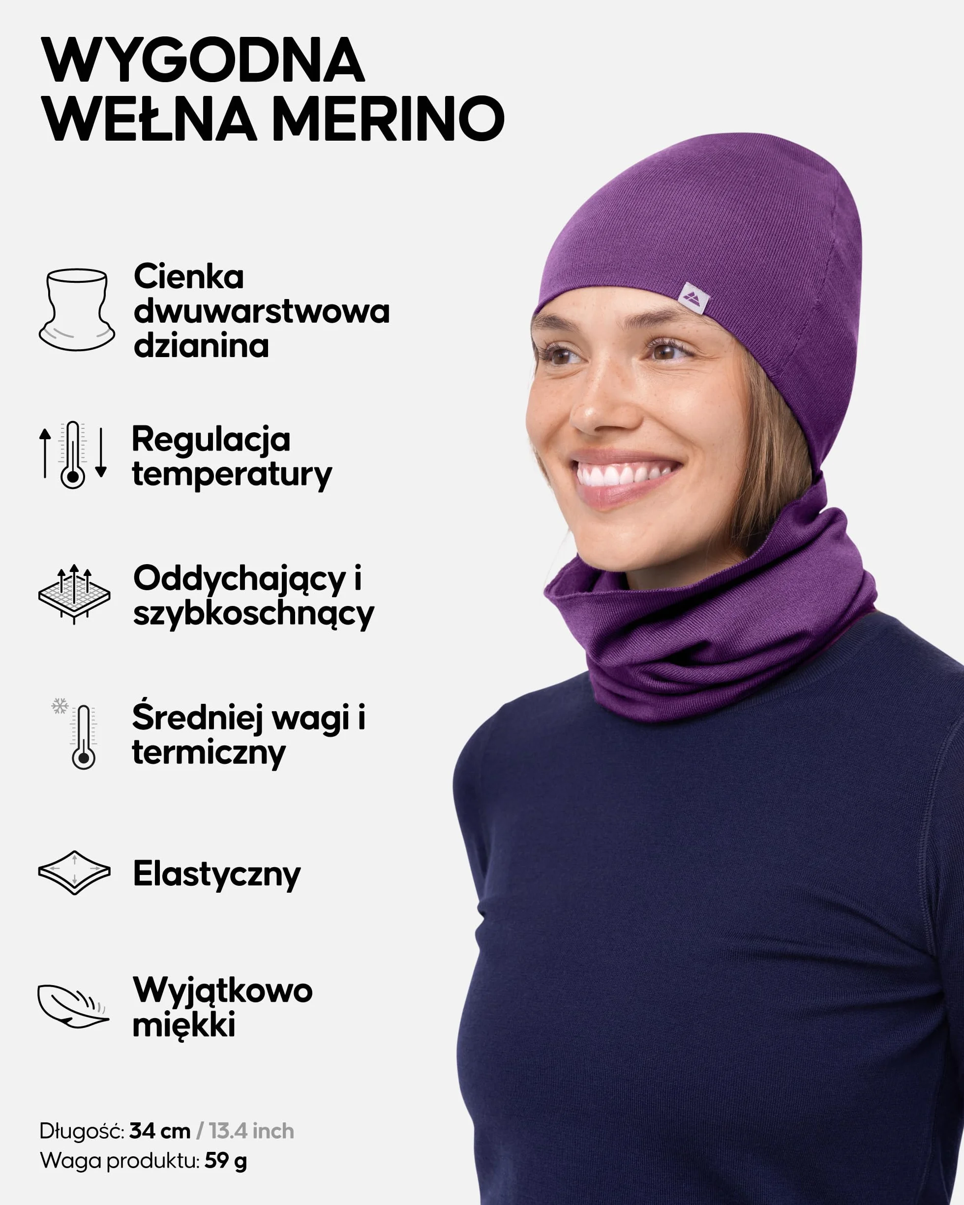DANISH ENDURANCE Wielofunkcyjna Kominiarka, Ocieplacz na Szyję dla Mężczyzn i Kobiet, Wełna Merino, Kominiarka, Maska na Twarz, Unisex