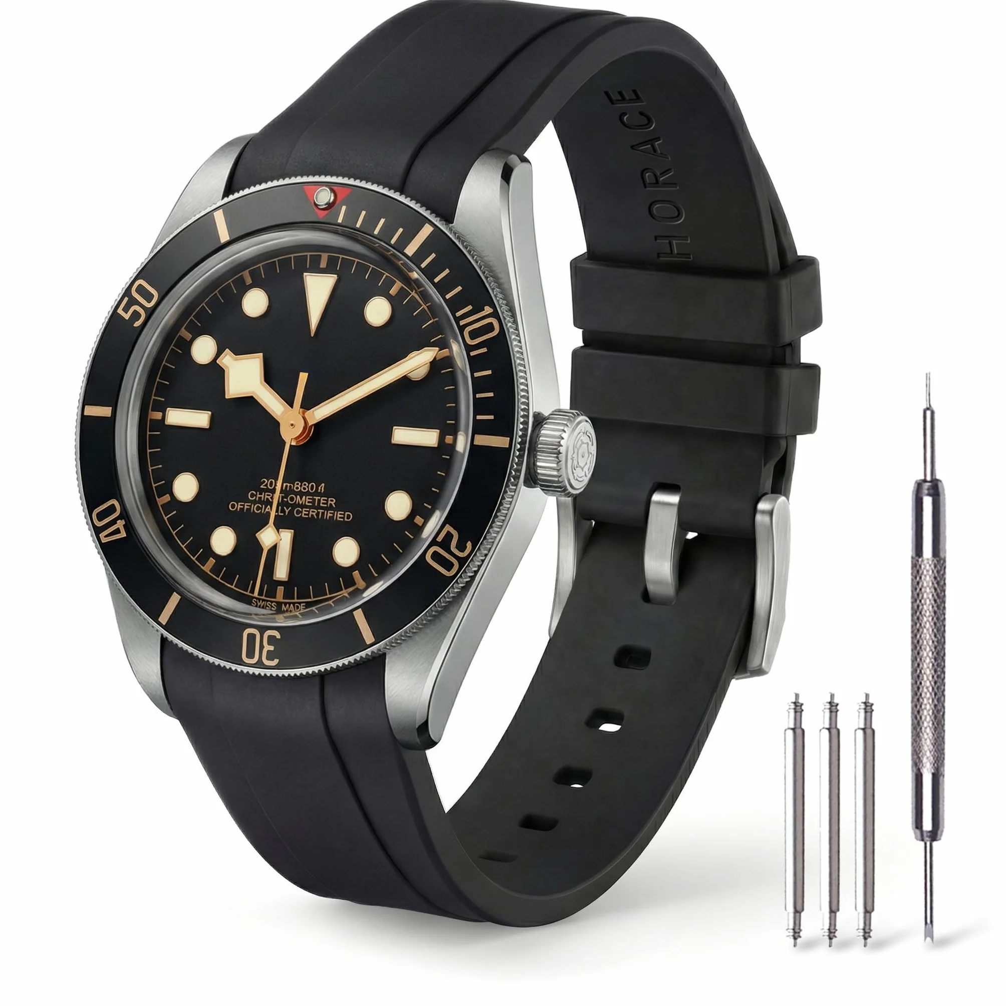 HORACE Wysokiej jakości pasek z fluorogumy kompatybilny z Tudor Black Bay 58 BB58 20mm