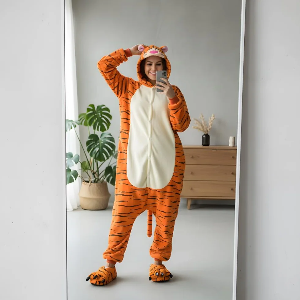Kigurumi Onesie piżama dla dorosłych, uniseks, kostium zwierzęcy, kombinezon z flaneli, jednoczęściowy, dla kobiet i mężczyzn