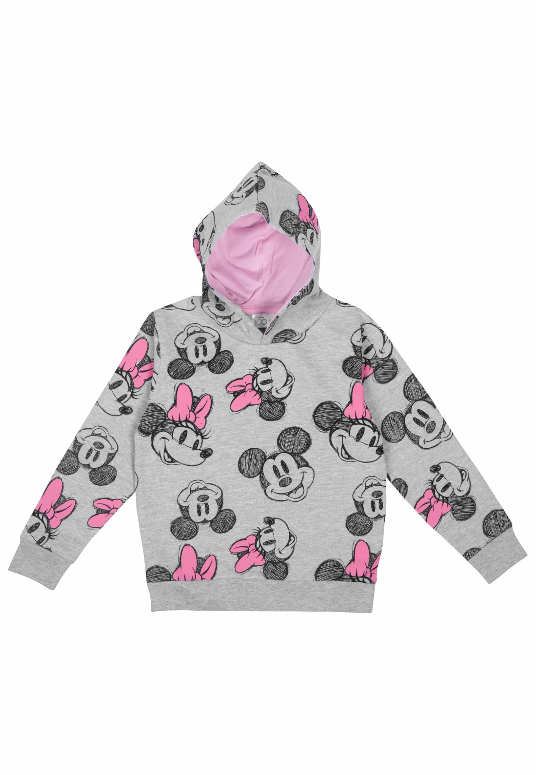 Disney Minnie Mouse bluza z kapturem dla dziewczynek - dziecięca bluza z kapturem bluza z kapturem szara/różowa