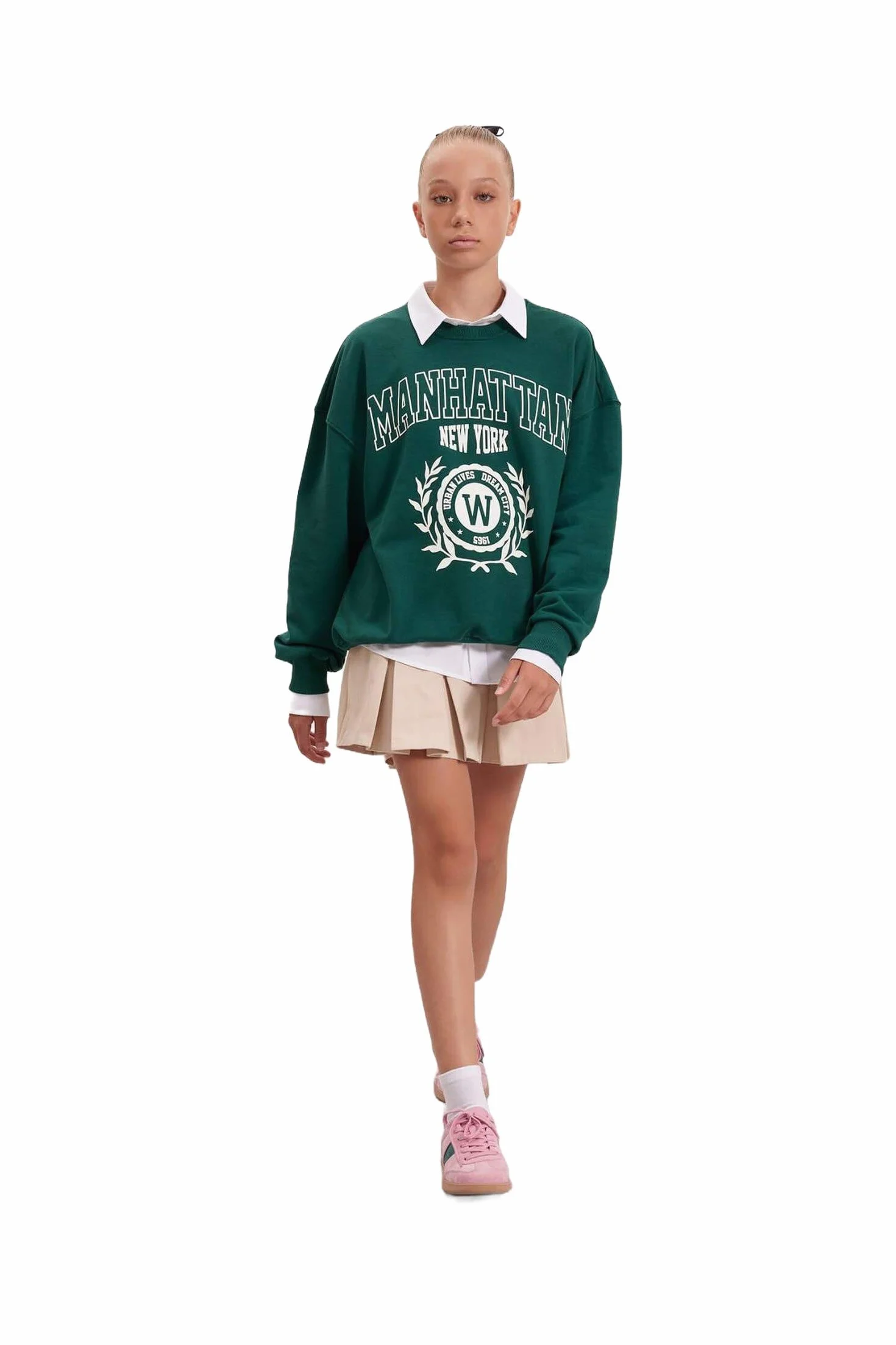 DeFacto Girl Regular Fit bluza z długim rękawem, dziergana bluza z kapturem dla dziewczynek (D.Green, 5/6 Y), zielony, 5-6 lat