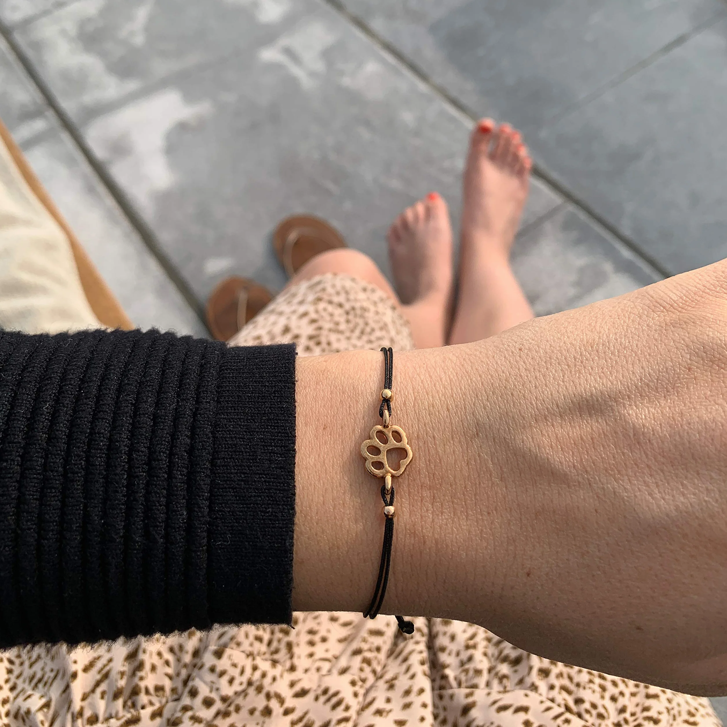 Selfmade Jewelry Bransoletka damska, różowe złoto, łapa, regulowany rozmiar, makrama, z łapą, w zestawie opakowanie prezentowe