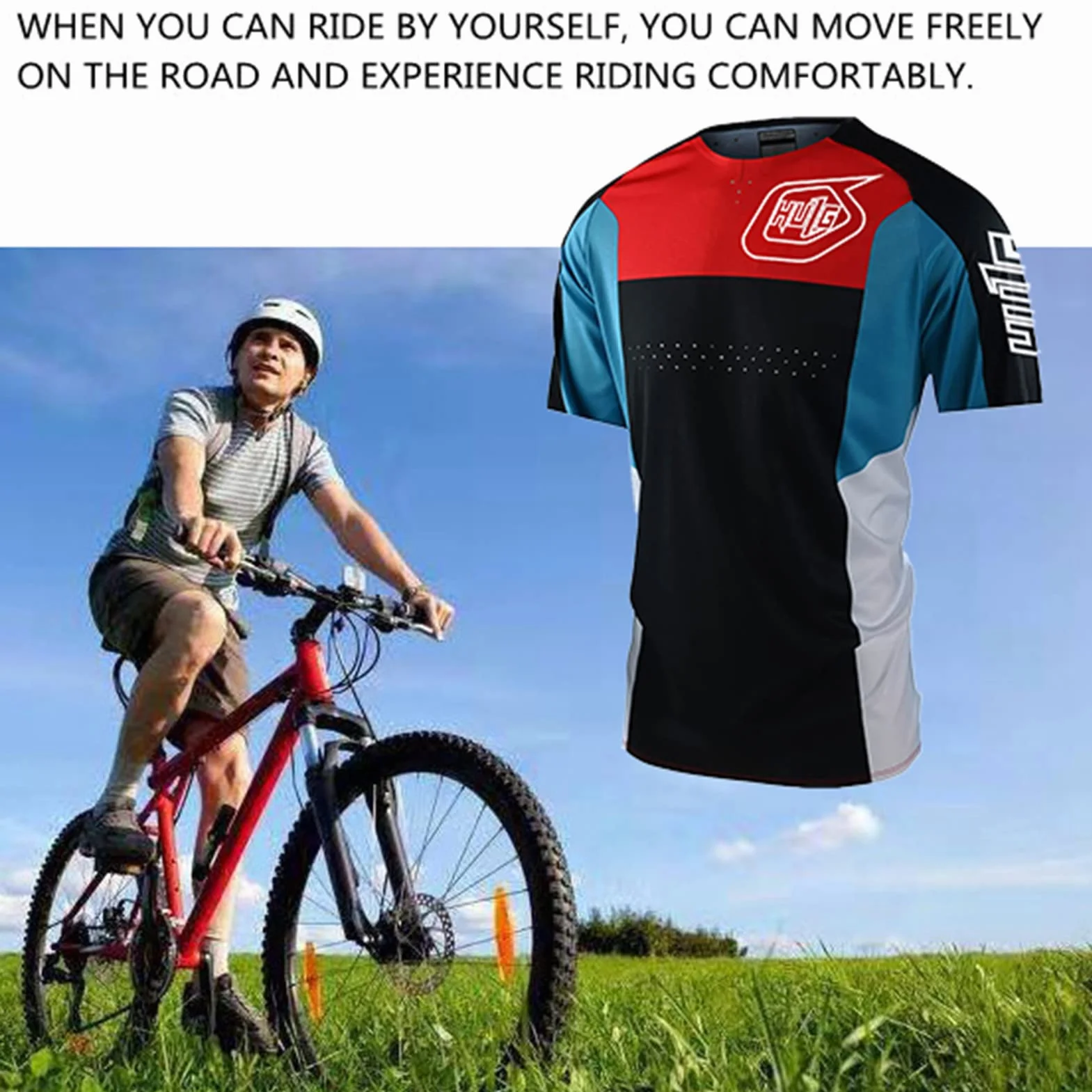HULG Koszulka kolarska, męska koszulka rowerowa, koszulki rowerowe do oddychającej koszulki rowerowej, męska koszulka rowerowa z krótkim rękawem, koszulka rowerowa do MTB, rower szosowy, multisport,