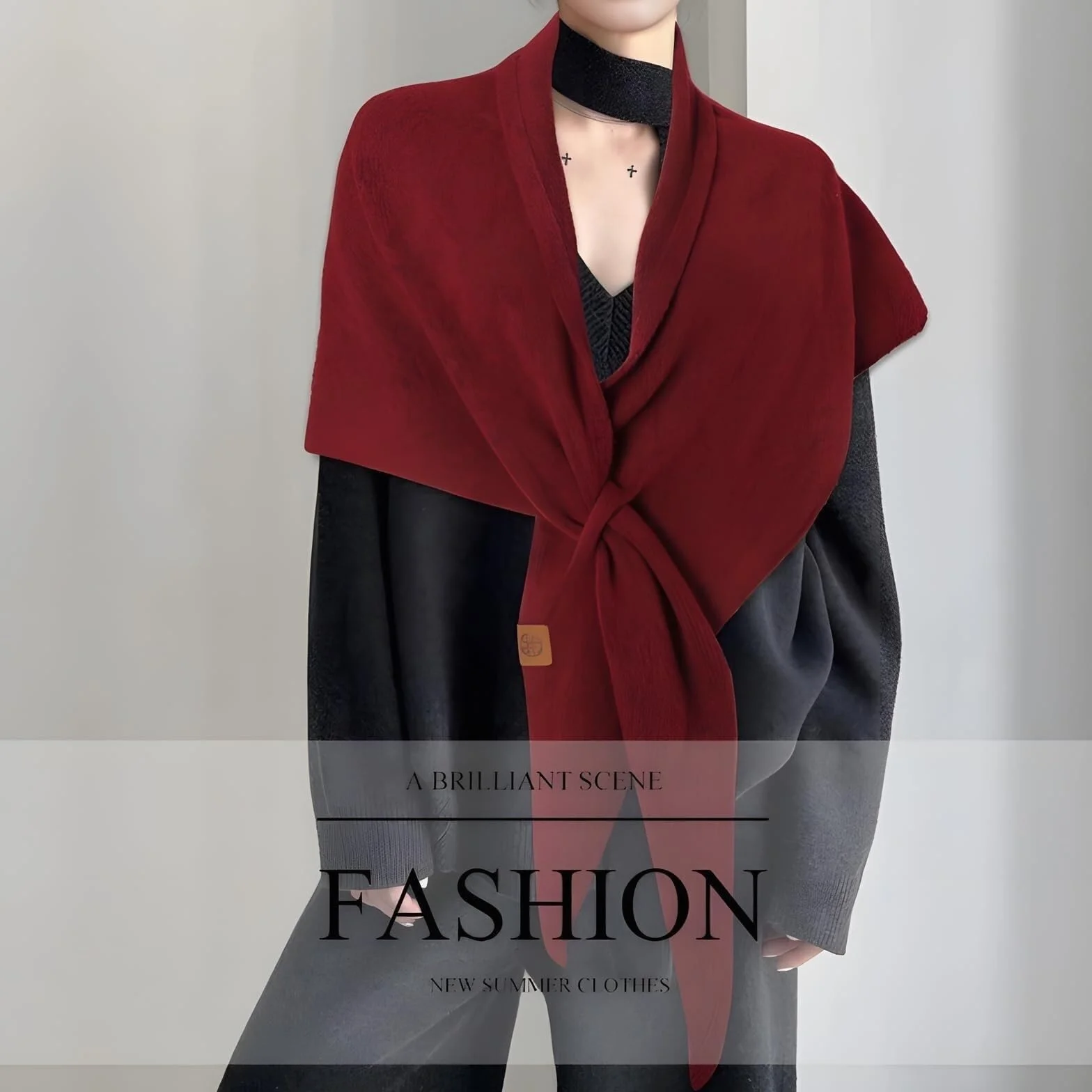 Murou Fashion Shawl, Pashmina Shawl Wraps for Women Cardigan Cape Wool Cashmere Sweater Triangle Scarf