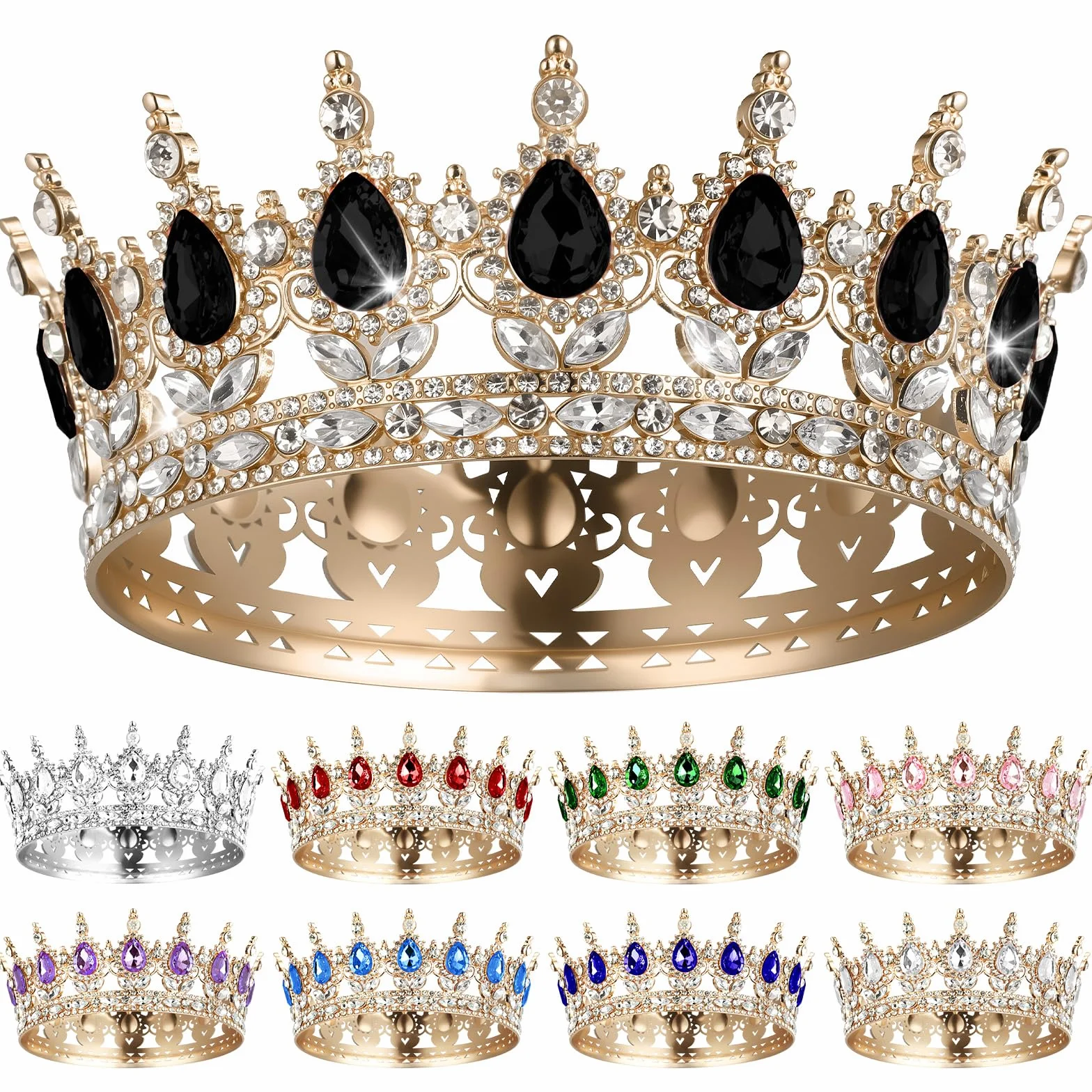 Korona królowa, okrągły tiara, pełna okrągła dziewczyna kryształowa tiara tiary błyszczące cyrkonie dla panny młodej piękne tiary na ślub, fotografię, bal przebierańców, przyjęcia urodzinowe
