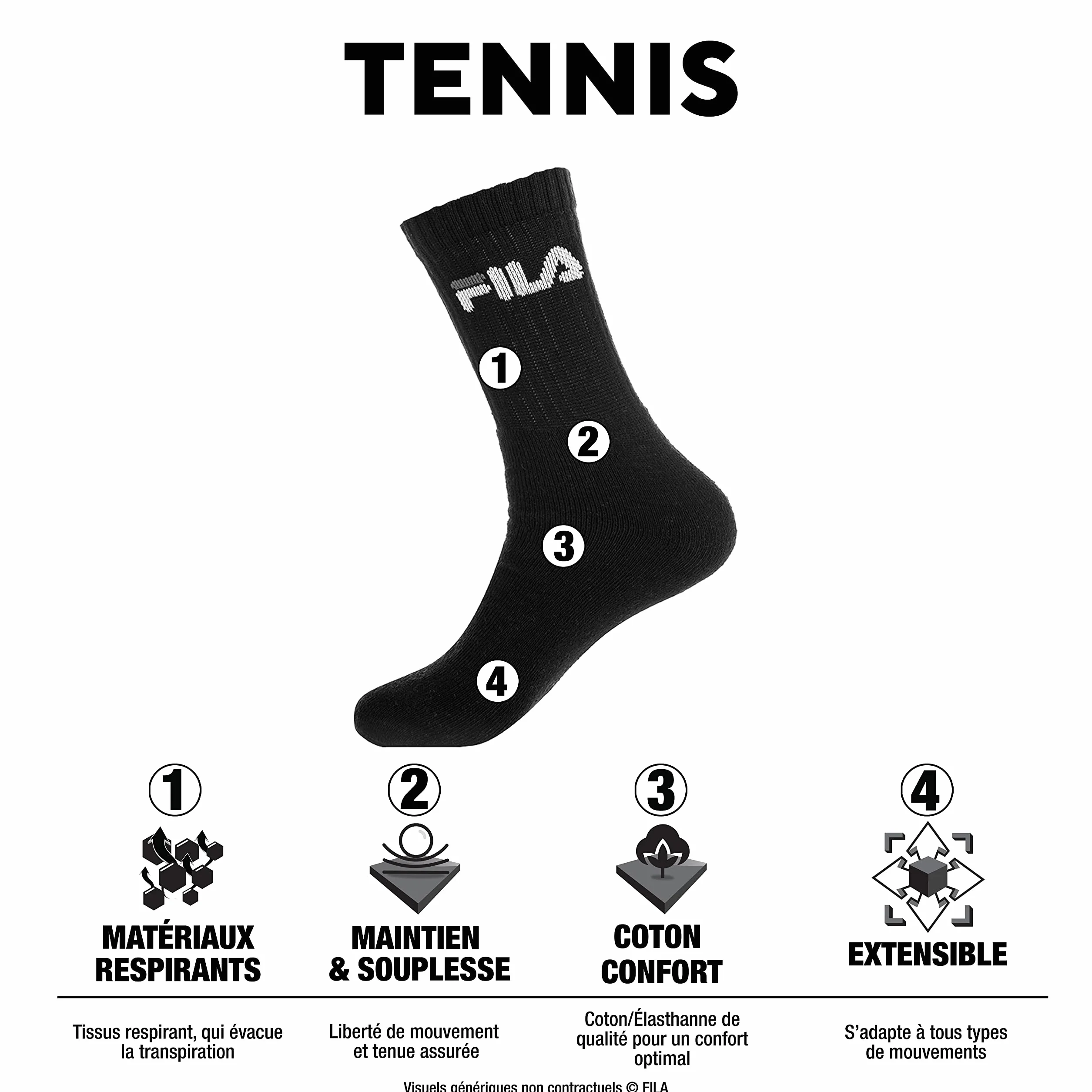 Fila Bawełniane skarpety sportowe męskie, wygodne, miękkie w dotyku (zestaw 6 sztuk), biały, 43/46 EU