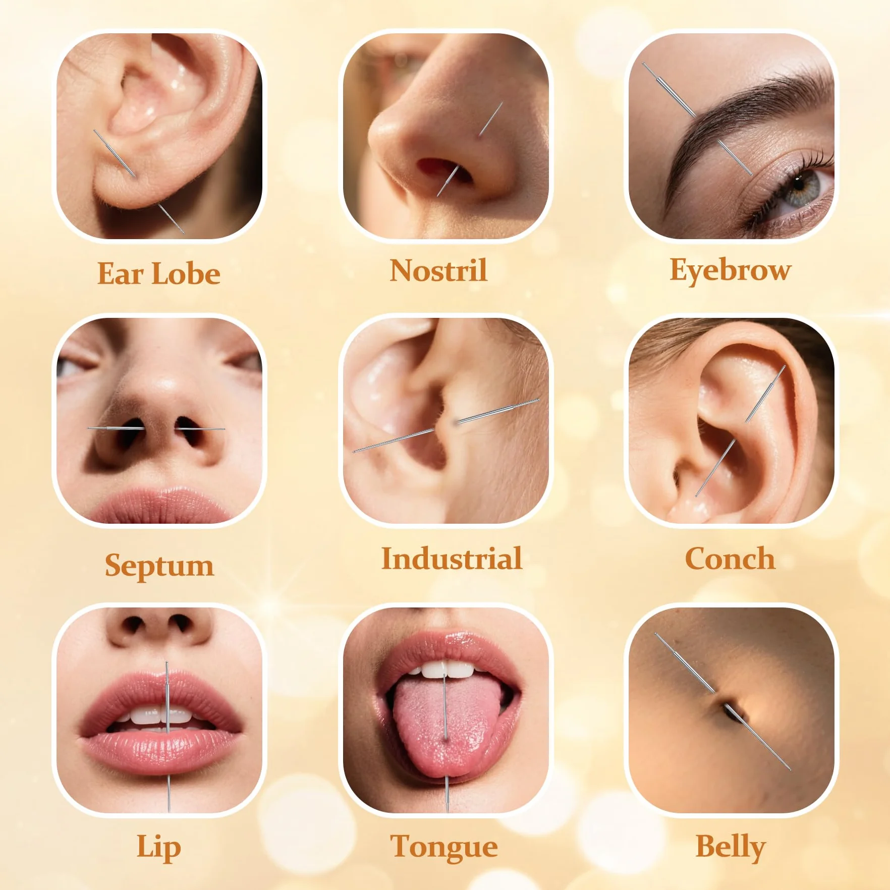 MODRSA Piercing-Taper Piercing-Ball Grabber Narzędzie do zmiany: Nos, wargi, Tragus, Piercing do zmiany biżuterii, 16, 18, 20G