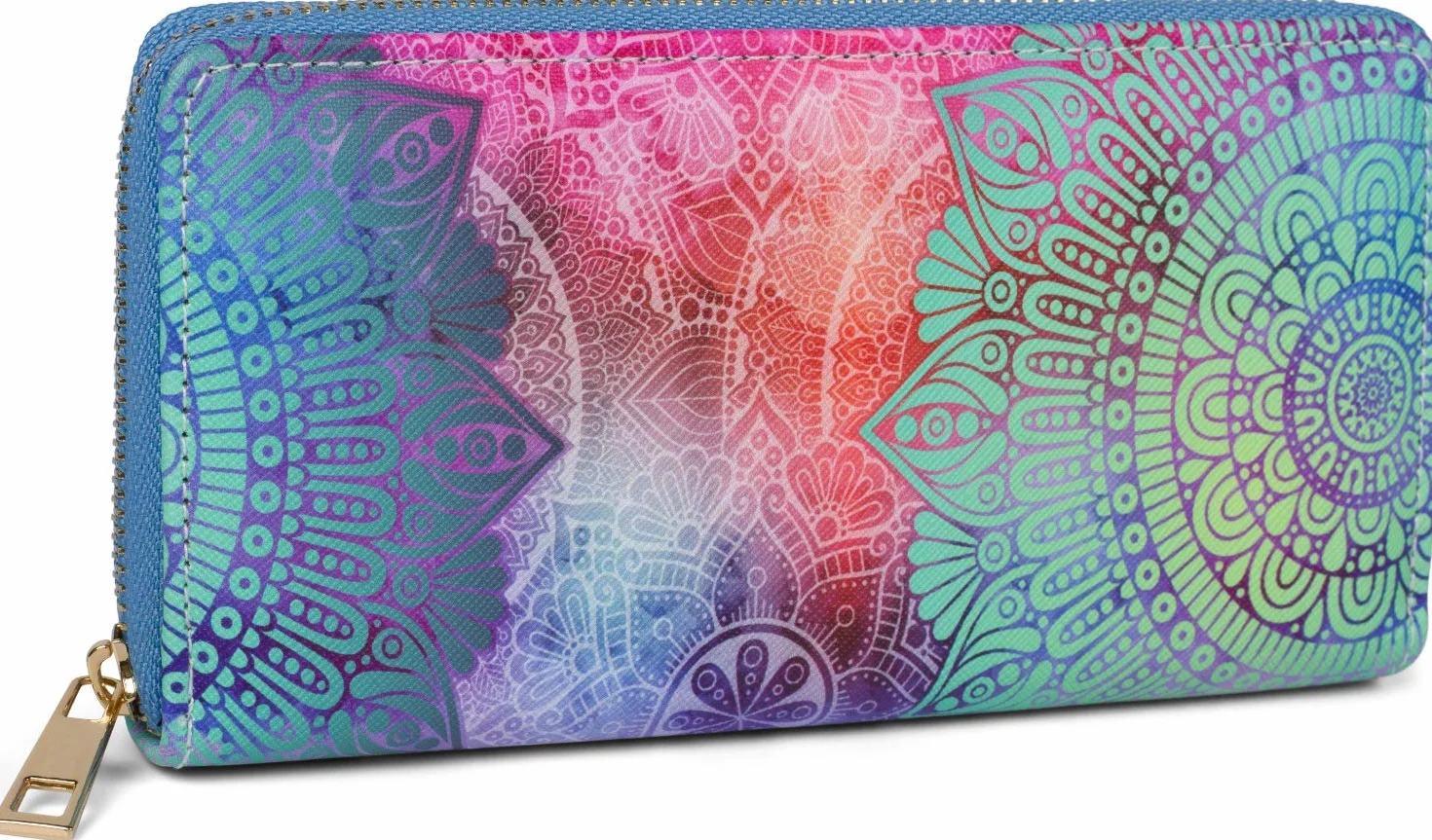 styleBREAKER 02040145 Portfel damski z motywem paisley, mandala z zamkiem błyskawicznym, Zielony/fioletowy/różowy, Einheitsgröße, Nowoczesny