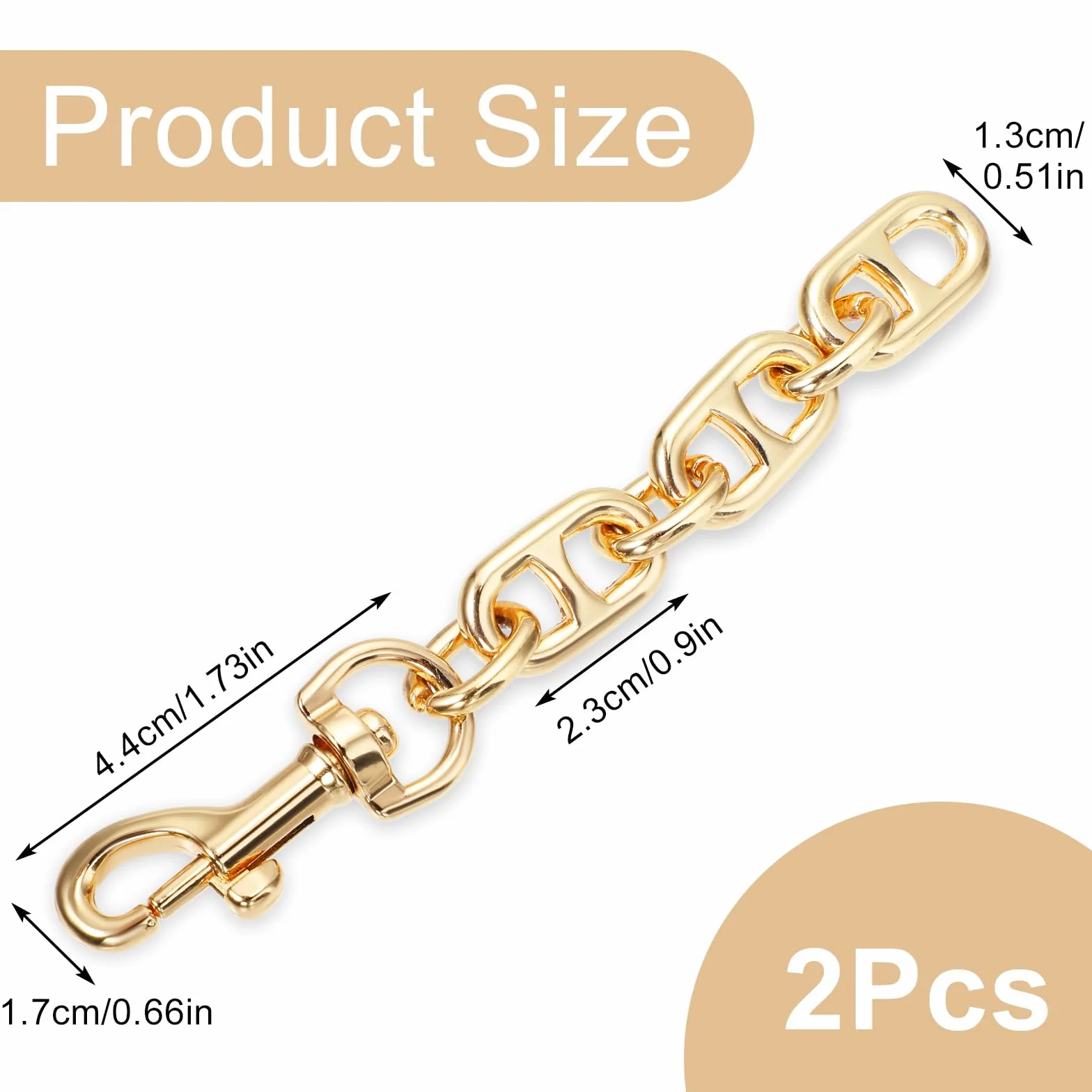 Andibro Przedłużacz paska do torebki, 10 cm, metalowy przedłużacz, torba, akcesoria zastępcze, dla kobiet, dziewcząt, torebki, torba na ramię, torba crossbody, dekoracja, 2 szt