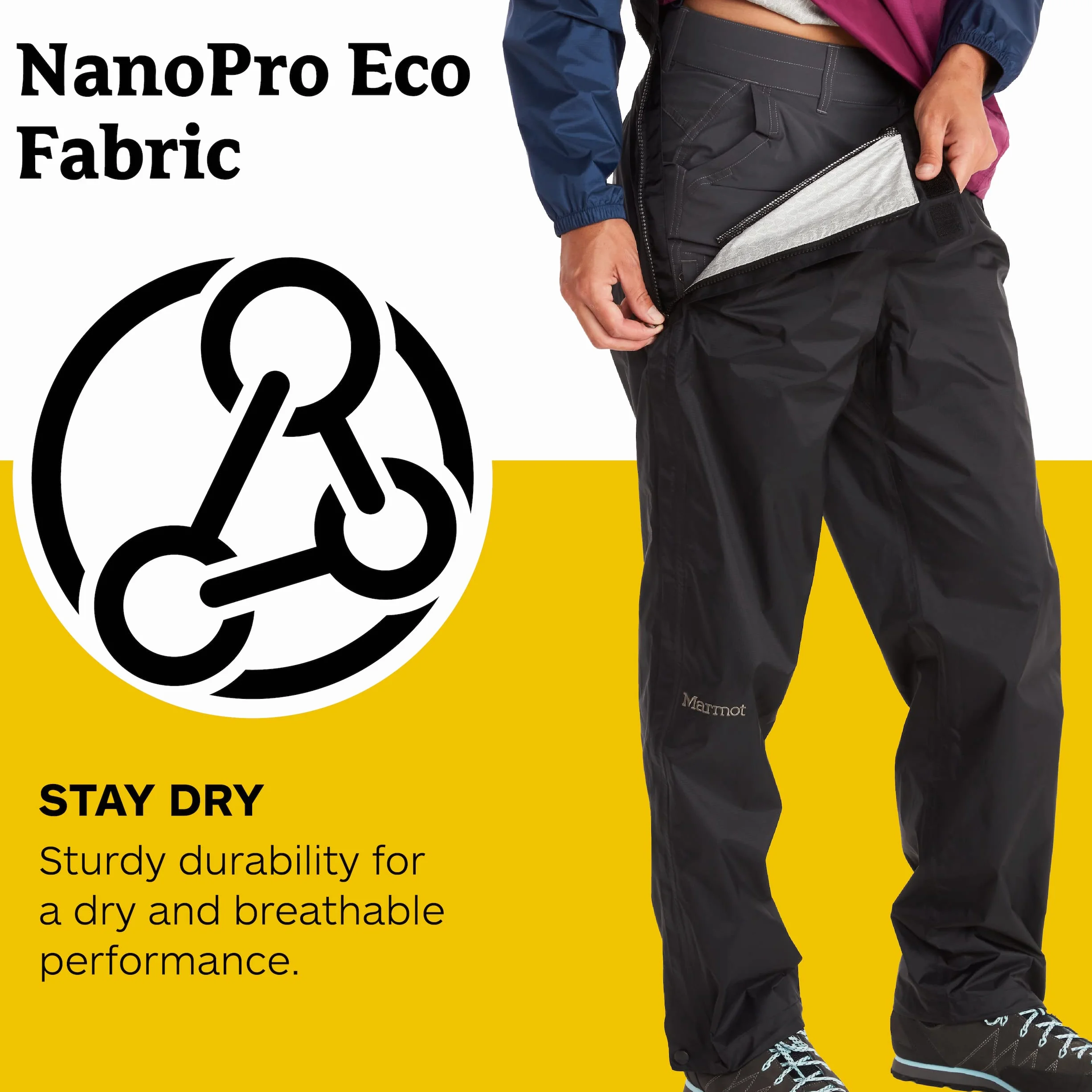 Marmot Wm's PreCip Eco Full Zip Pant - Wodoodporne spodnie przeciwdeszczowe, wiatroszczelne spodnie trekkingowe, oddychająca odzież przeciwdeszczowa na wędrówki i trekking Kobiety