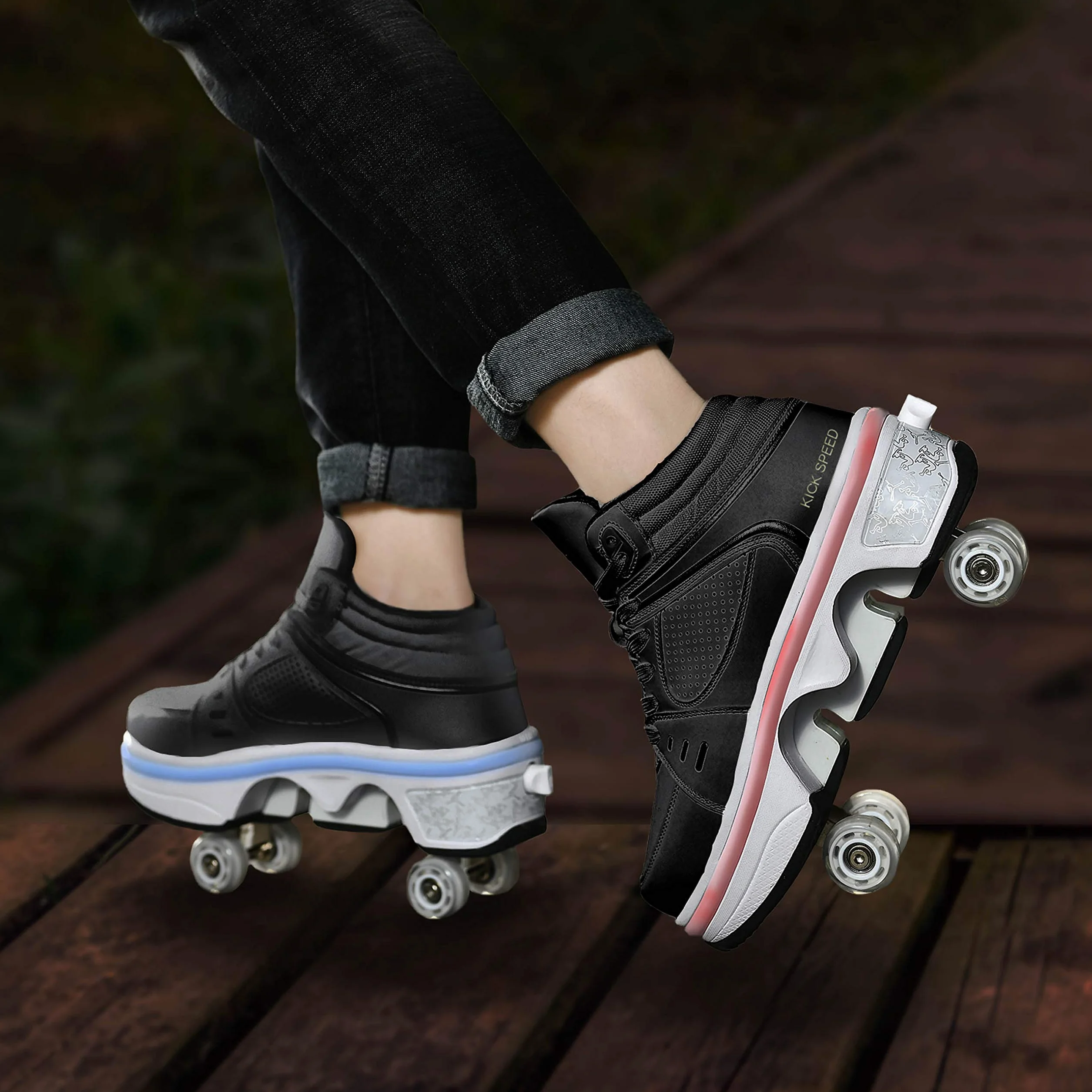 Buty z kółkami, wrotki, buty do jazdy jak na rolkach, buto-rolki, regulowane, damskie buty z kółkami