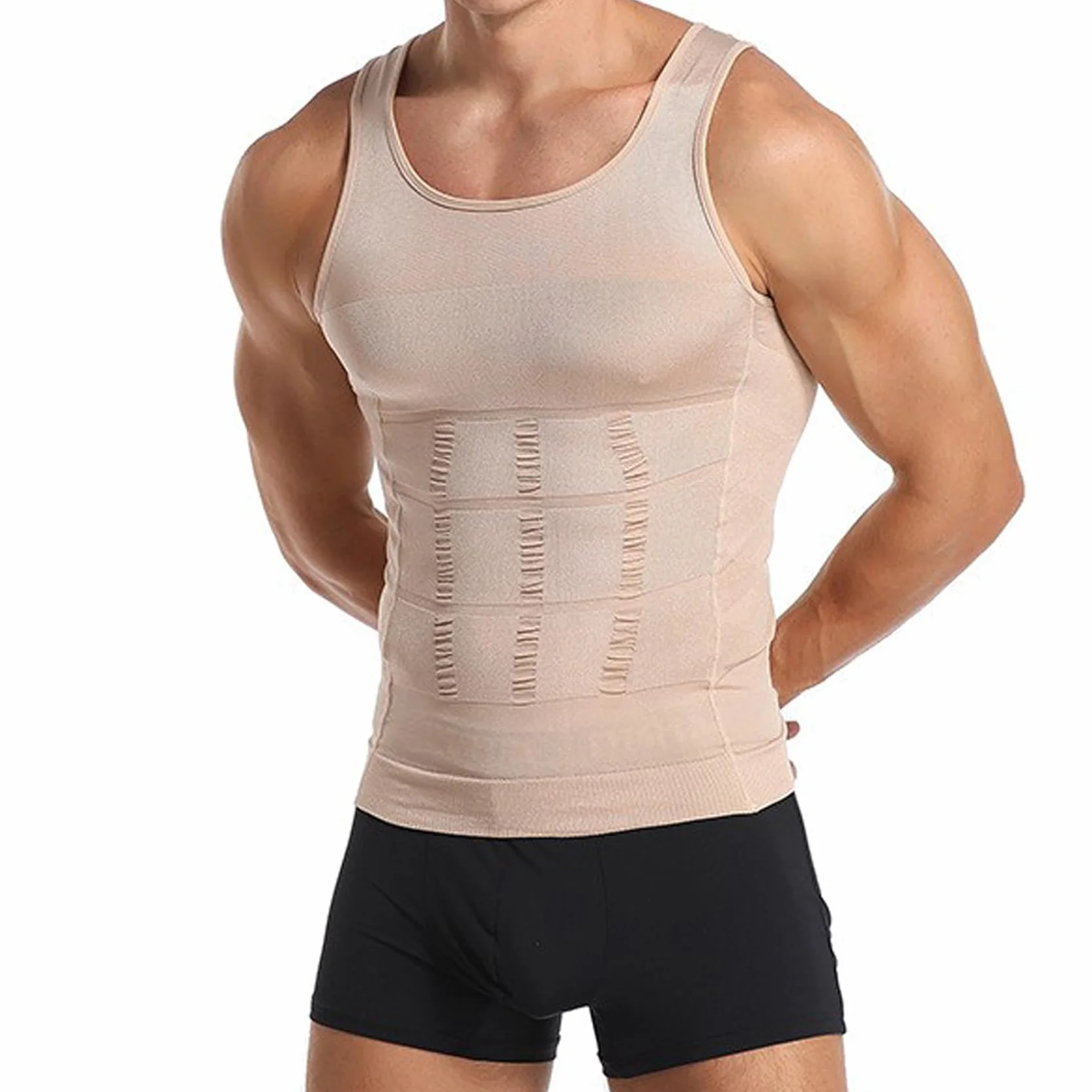 Męskie wyszczuplające tank top modelujące sylwetkę koszule kompresyjne dla mężczyzn wąskie podkoszulki kamizelka brzucha do treningu brzucha,