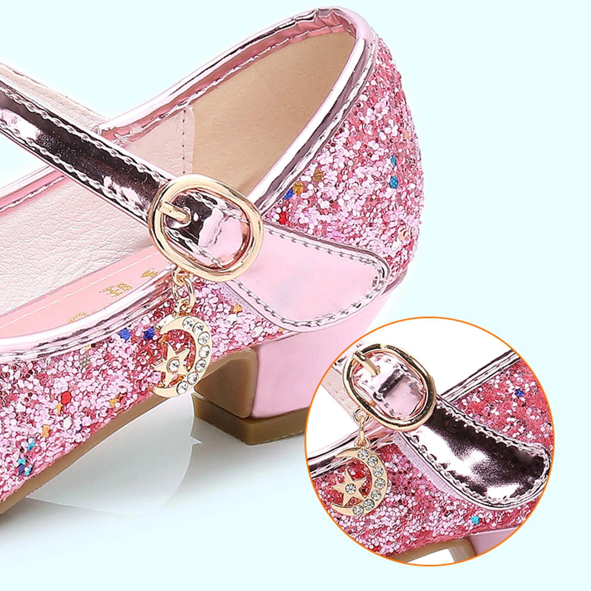 Bestgift Dziewczęce wysokie obcasy buty księżniczki pojedyncze buty kryształowe buty