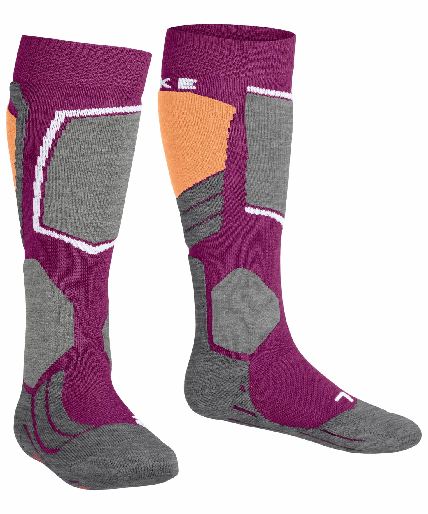 FALKE Uniseks - dzieci Skarpety narciarskie SK2 Intermediate K Kh Wełna ciepłe grube 1 Para, Fioletowy Radiant Orchid 8692, 35-38