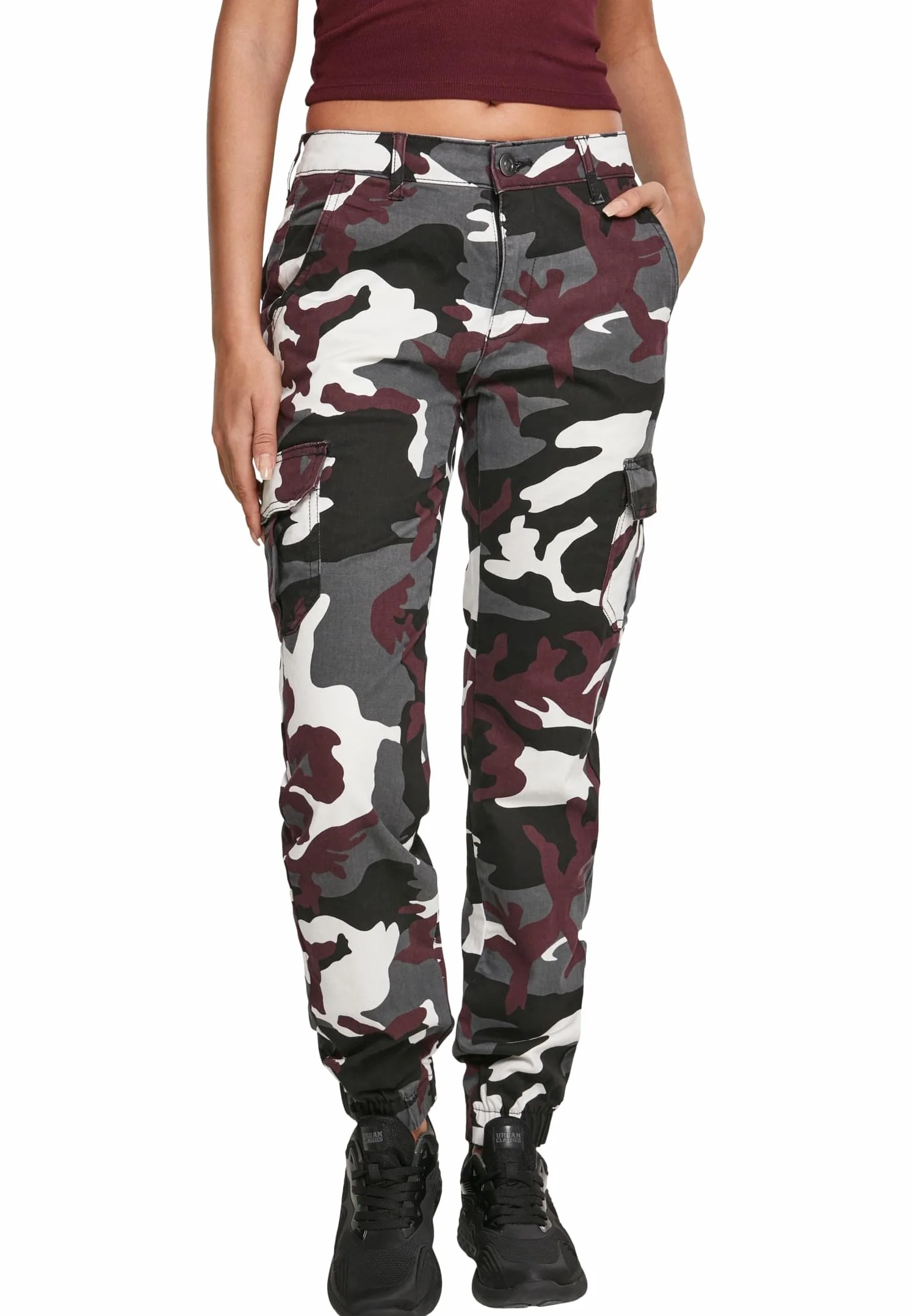 Urban Classics Ladies High Waist Camo Cargo Pants - Spodnie Kobiety