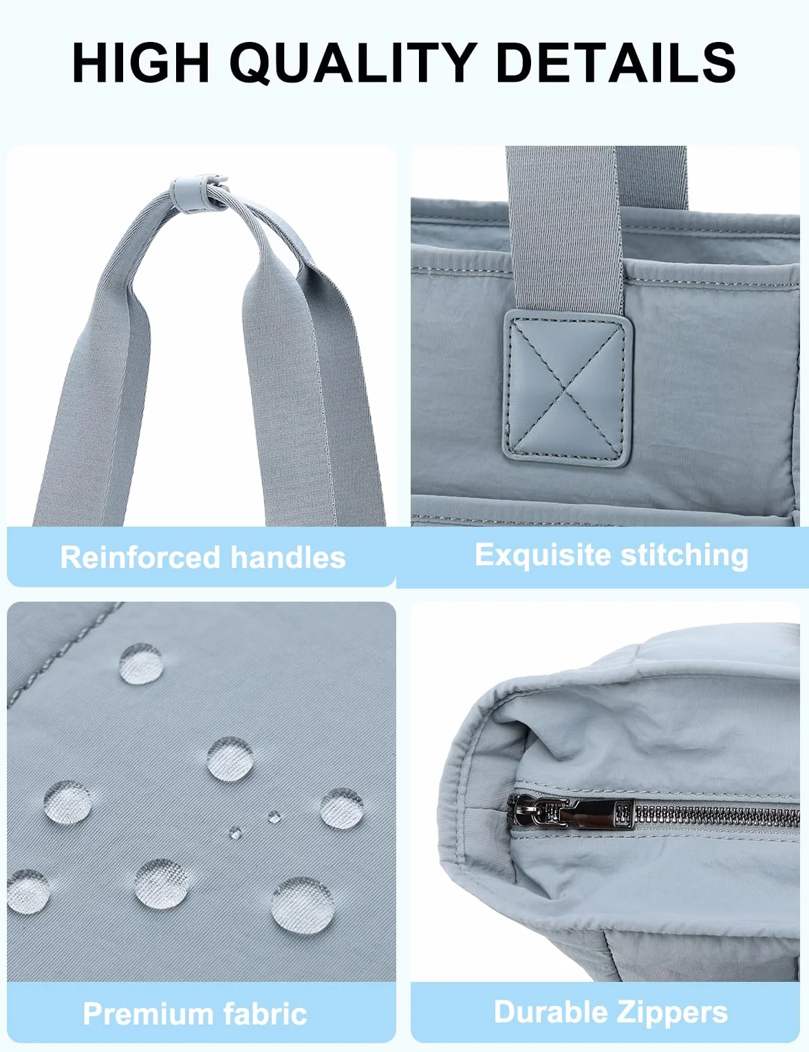 VASCHY Puffer Tote Bag dla kobiet, pikowana torba na ramię z kieszenią na ramię