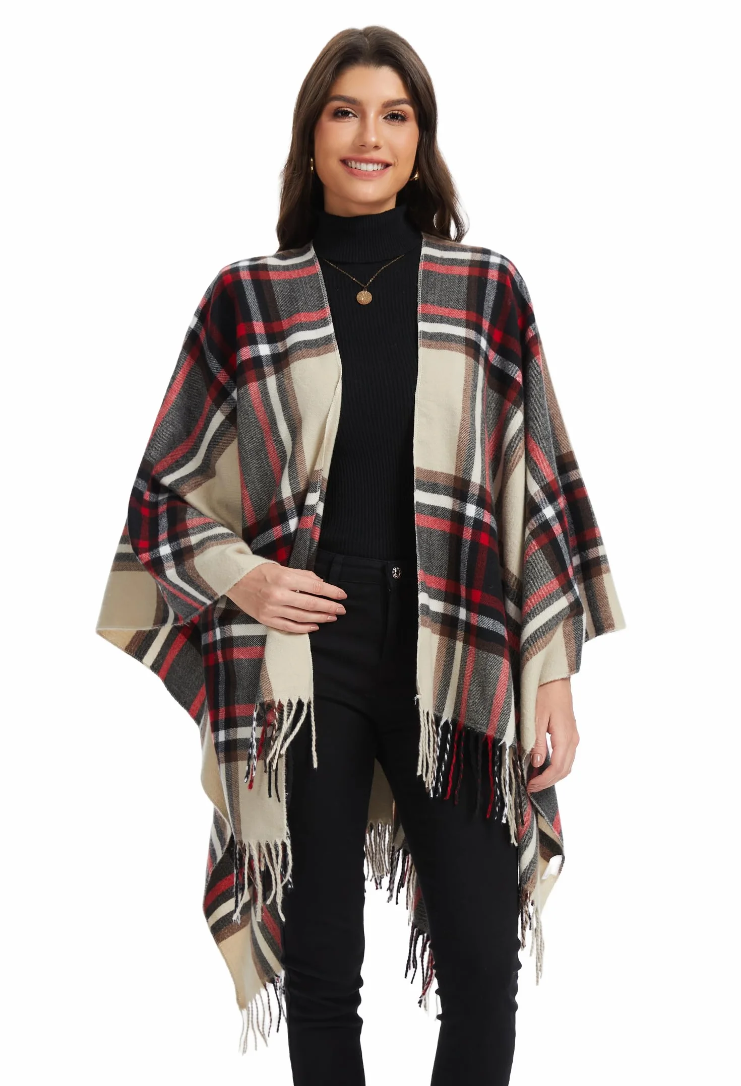Damski Szal, Otwarty Poncho, Kardigan Peleryna, Oversize Swetry na Jesień i Zimę