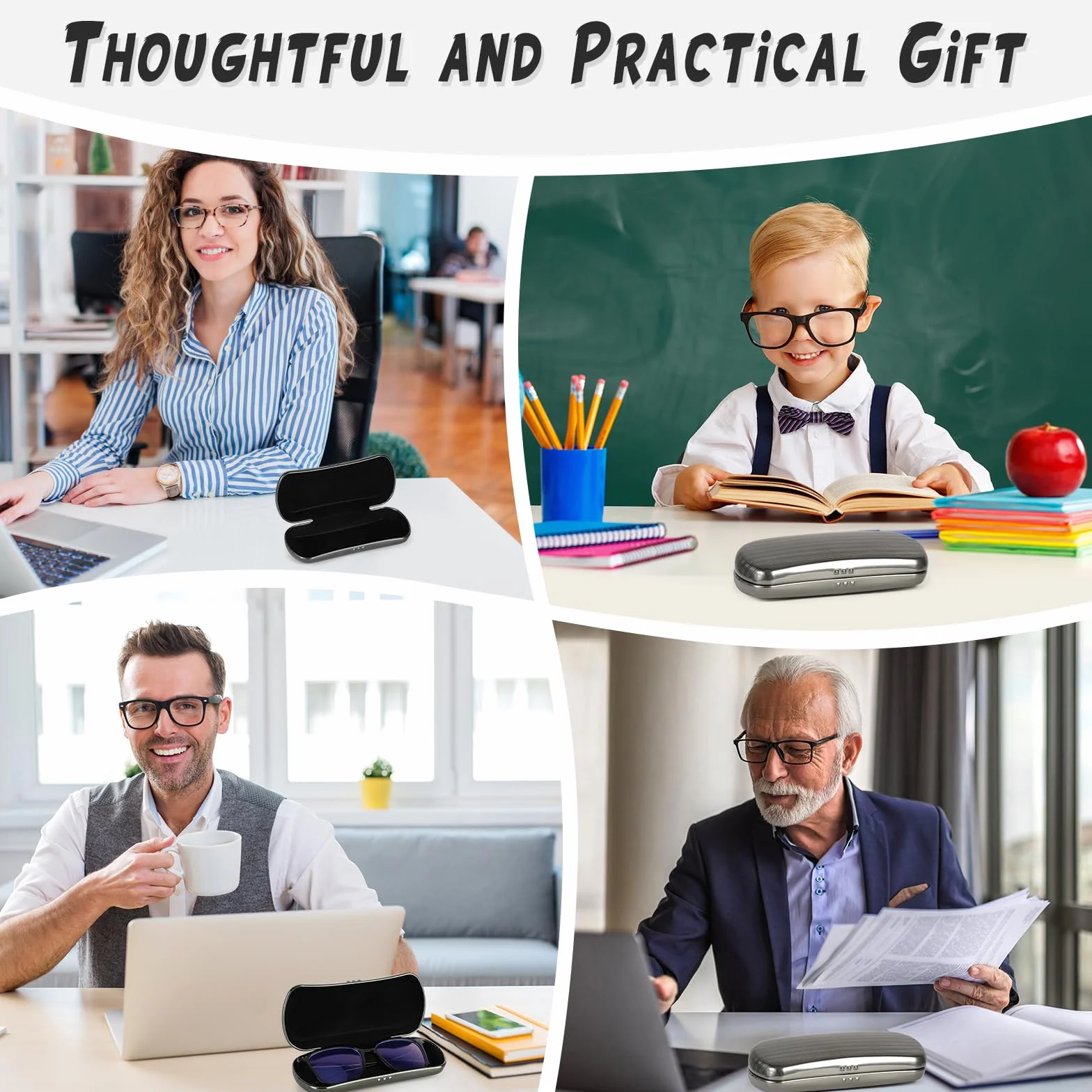 Hifot Twarde etui na okulary, aluminiowe etui na okulary, metalowe pudełko na okulary, etui na okulary dla mężczyzn, kobiet, dzieci, etui na okulary przeciwsłoneczne, Szaro-zielony, rozmiar