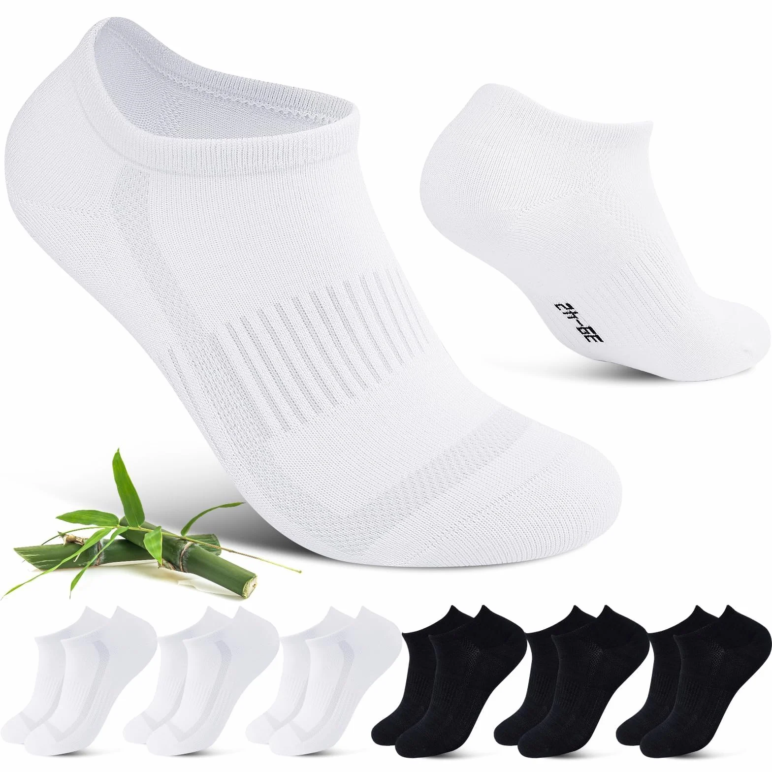 Cirorld Bambusowe skarpety do sneakersów, dla kobiet i mężczyzn, rozm. 39-42, 43-46,6 pary, oddychające, krótkie skarpety, antybakteryjne, sportowe, wchłaniają wilgoć, do biegania