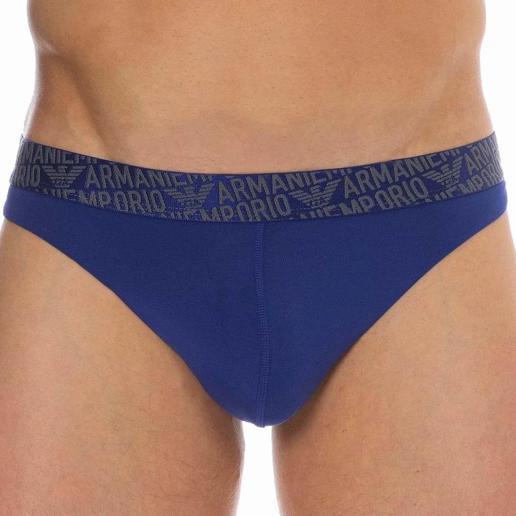 Emporio Armani The New Icon Essential Microfiber Thong, Atrament, L