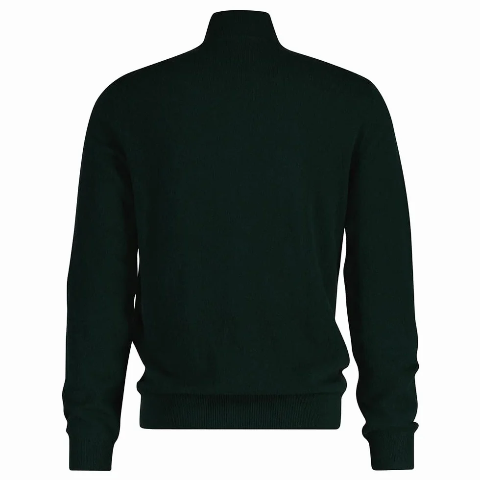 GANT Extrafine Lambswool Zip Cardigan, Tartan Green, M