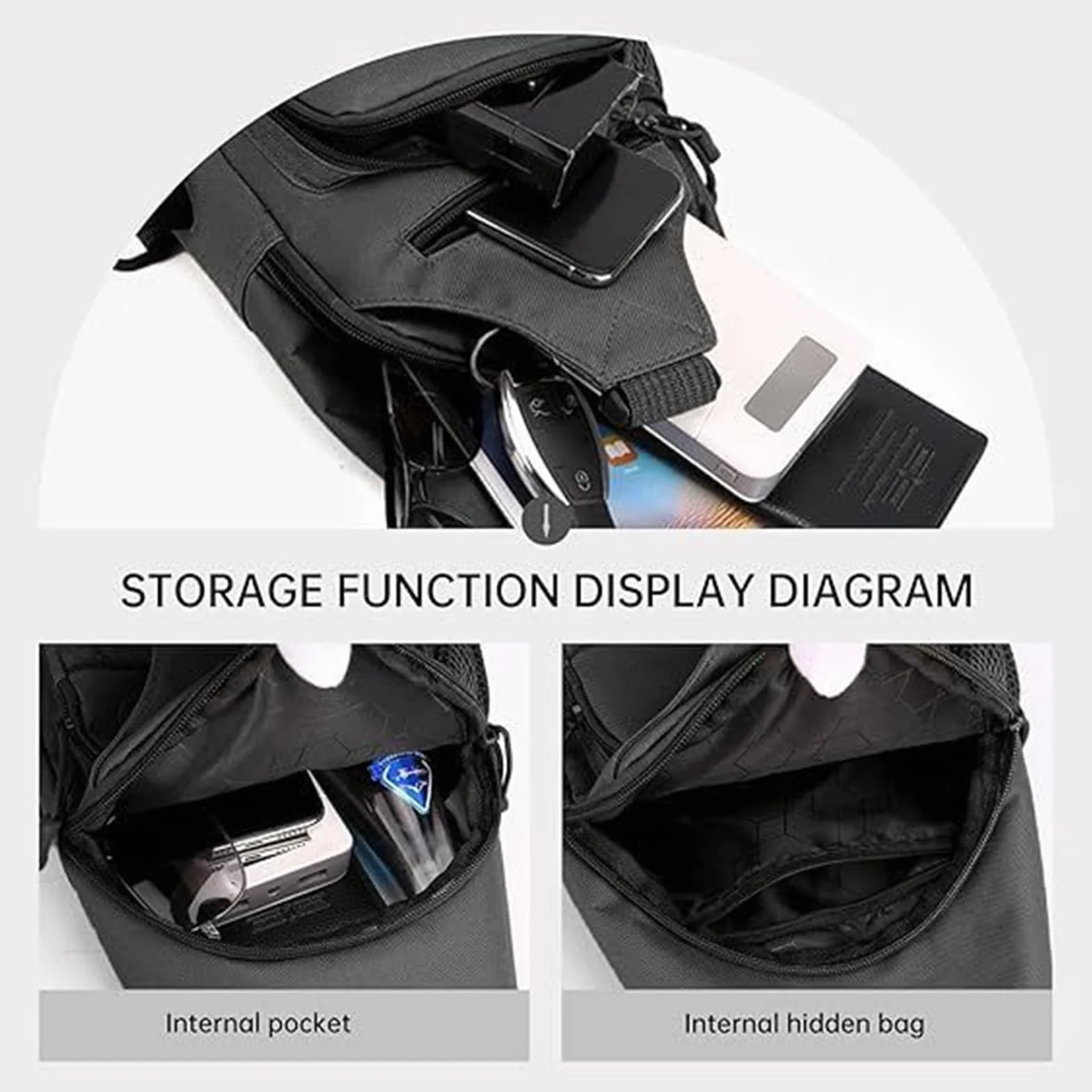 Small Sling Bag, Wear Resistant Single Shoulder, 11.42x6.69x2.76 Inch Messenger Pouch Practical Portable Chest Pack for Men and Women, Perfect for Hiking, Camping, Jogging, Cycling