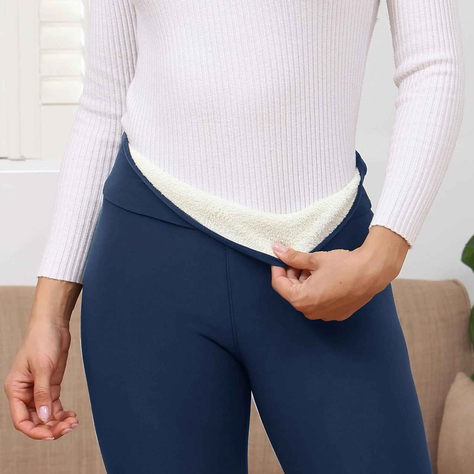Tolaler Damskie legginsy polarowe, ciepłe legginsy damskie na zimę, legginsy termiczne z wysokim stanem, do jogi, fitnessu, na narty, grube, rozciągliwe legginsy