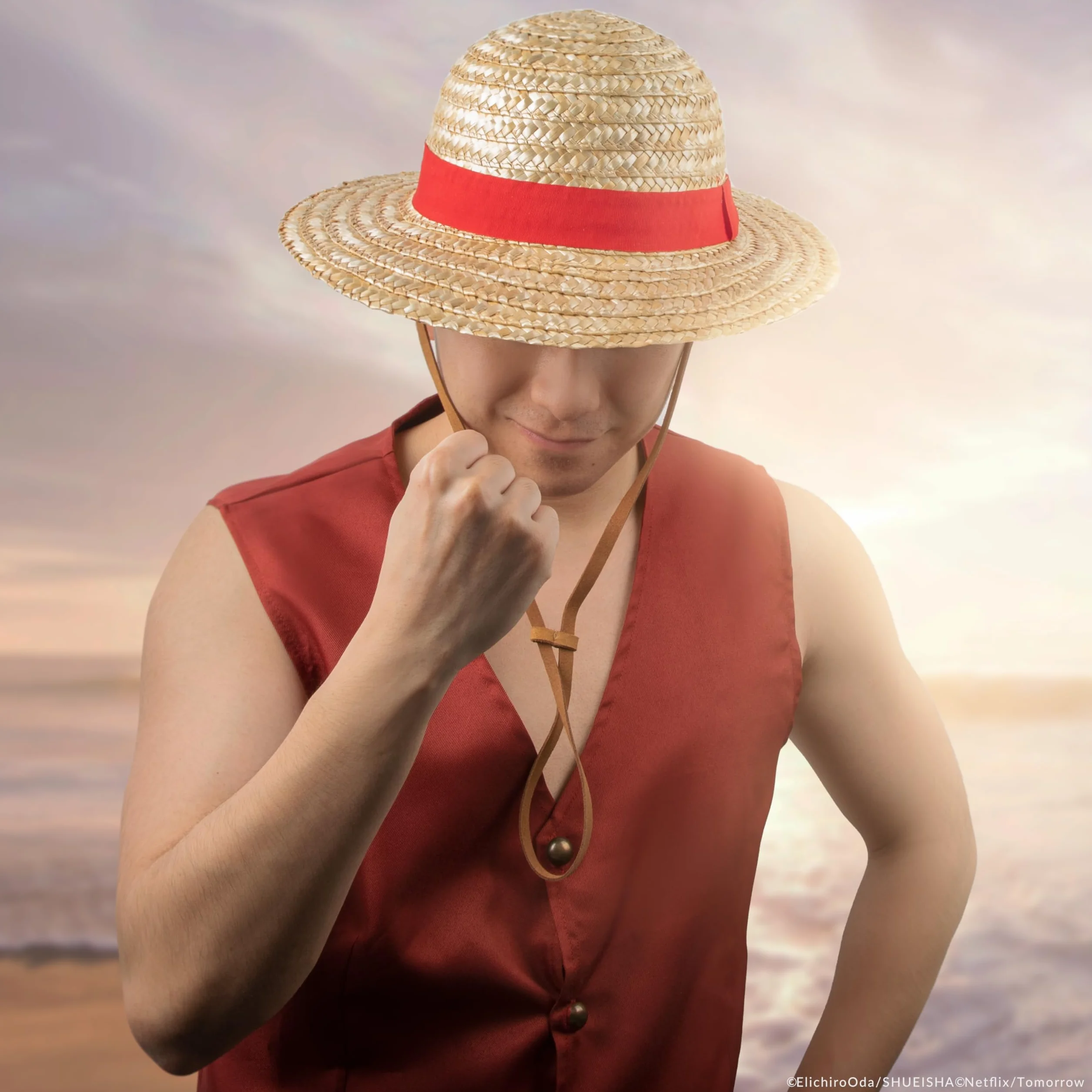 Cinereplicas One Piece - Luffy Słomkowy Kapelusz 58-61 cm - Oficjalna Licencja, Czerwony i jasnożółty, rozmiar uniwersalny