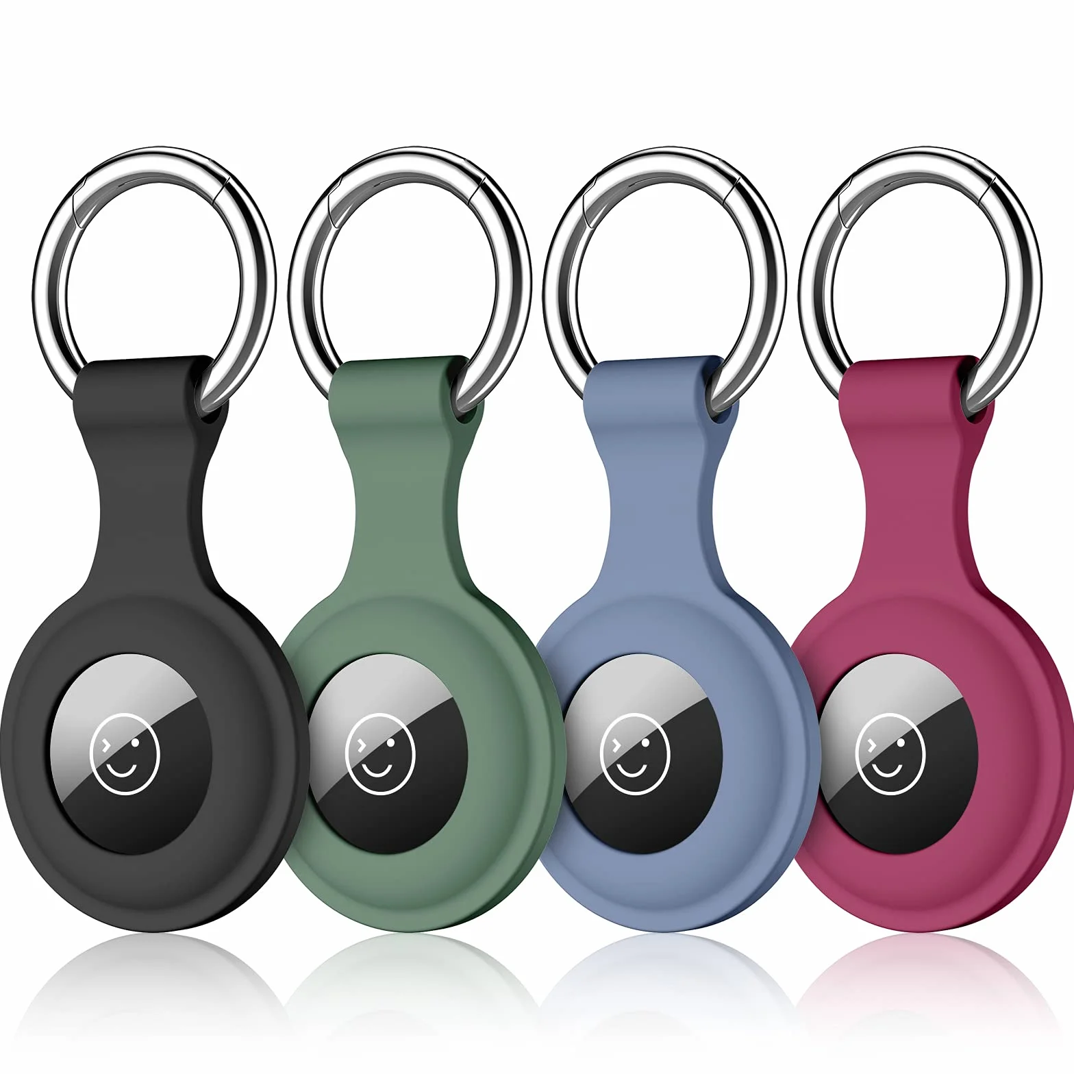 Dirrelo Brelok do kluczy Airtag kompatybilny z Apple Airtag, 4-pak silikonowych etui trackerów, brelok do kluczy dla mężczyzn i kobiet, bezpieczne etui ochronne zapobiegające zgubieniu