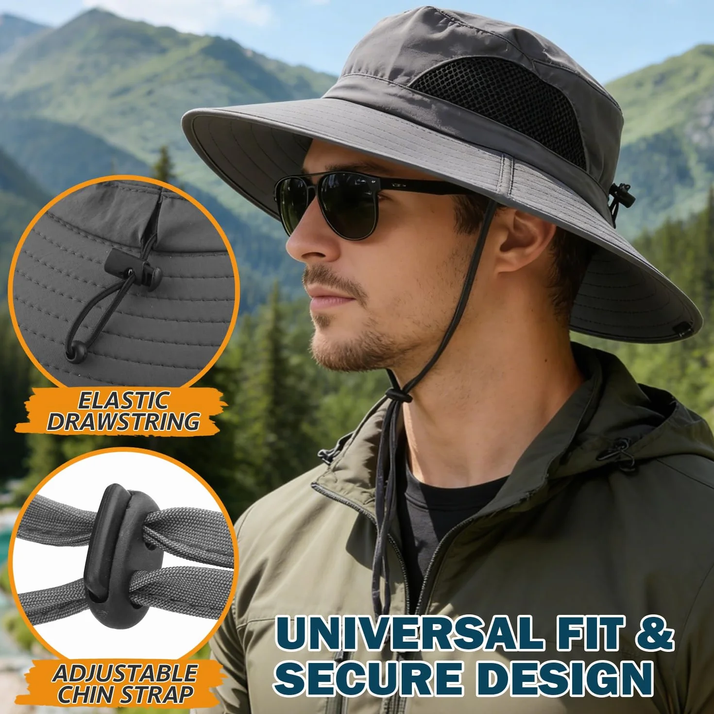 EINSKEY Kapelusz przeciwsłoneczny, z szerokim rondem, ochrona UV UPF 50+, wodoodporny, pakowany, typu bucket, unisex, dla mężczyzn i kobiet, na wędkowanie, wędrówki, plażę, ogród