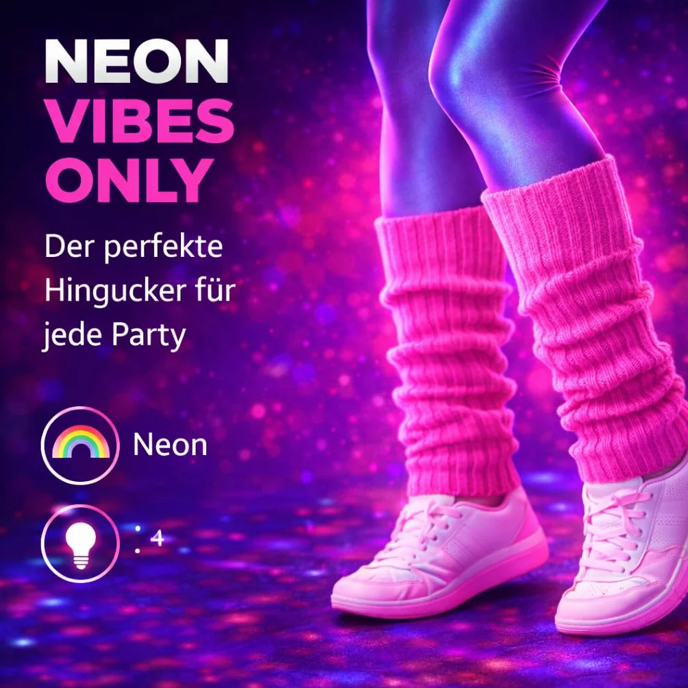 TK Gruppe Timo Klingler Skarpetki Neonowe - Rękawiczki neonowy różowy - Akcesoria kostiumowe do retro neonowego outfitu z lat 80. i 90. na karnawał i faszyng