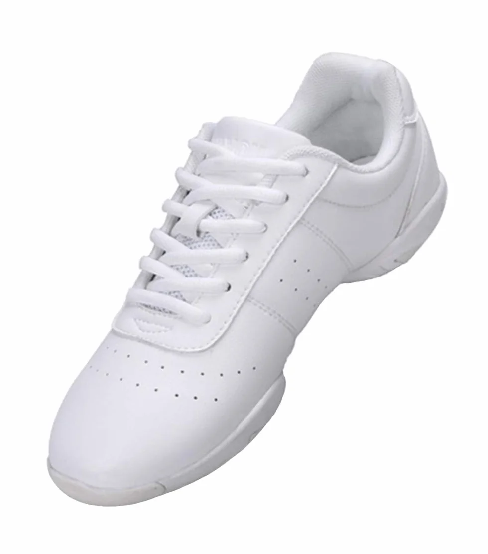 Damskie dziewczęce sznurowane buty sportowe na siłownię do aerobiku cheerleaderek treningowe buty do tańca, biały, 37.5 EU