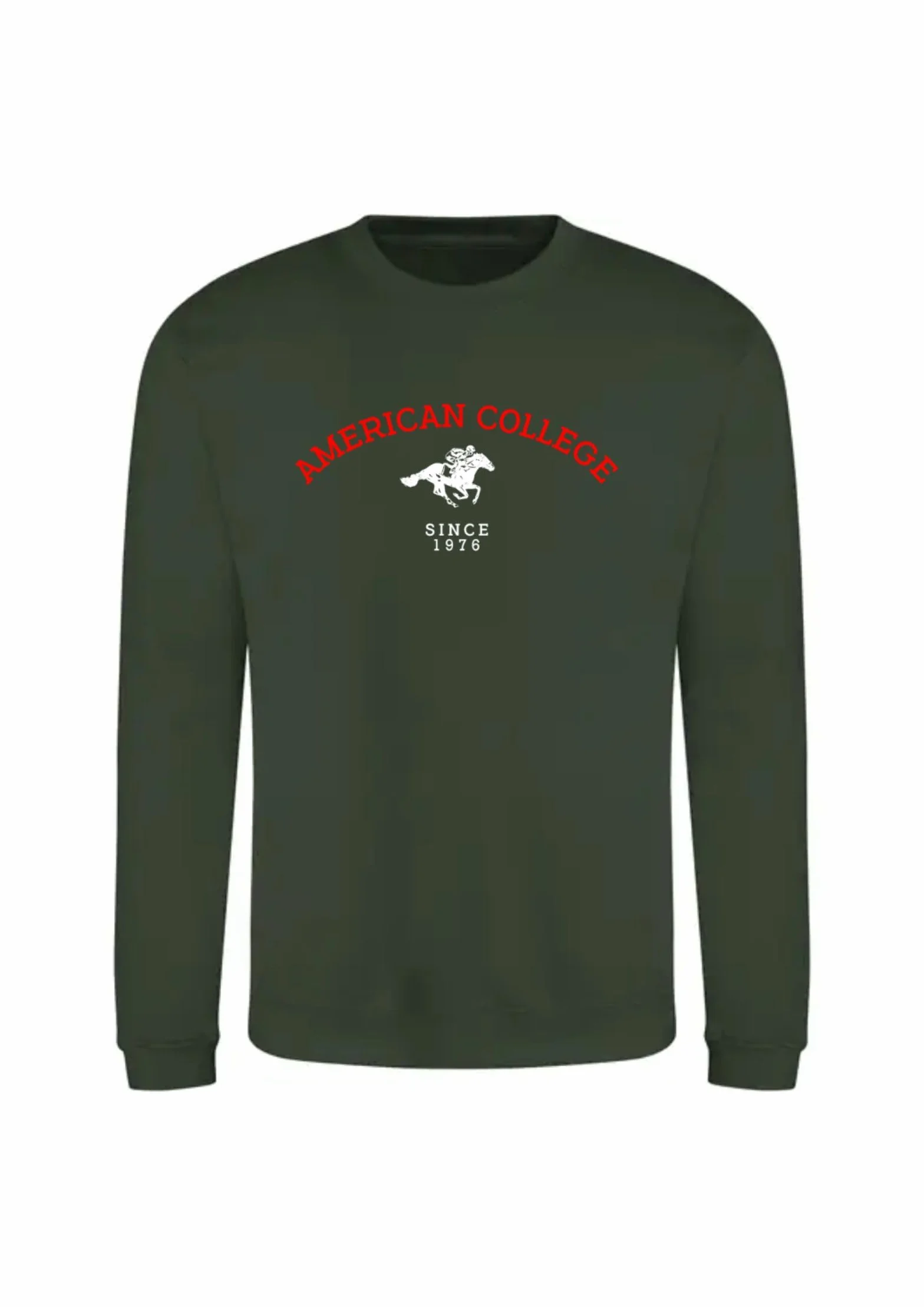 AMERICAN COLLEGE USA Bluza Sweter z nadrukiem Ciepłe ubrania Unisex Dzieci Chłopcy i Dziewczęta Casual Model ACSCRW3 Ciemny Zielony 14 LAT, zielony, 14 lat