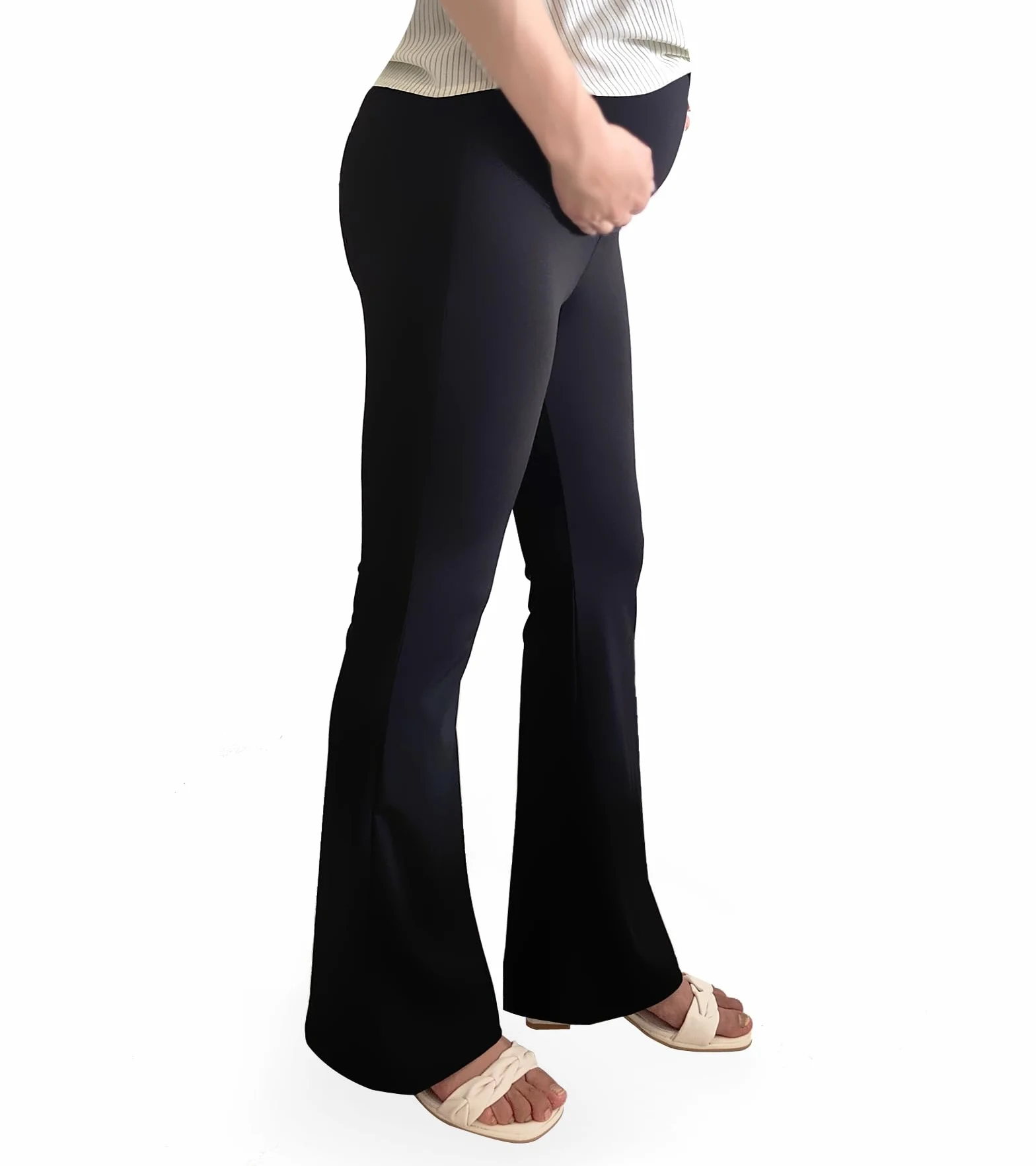 Damskie legginsy ciążowe, spodnie do jogi, rozciągliwe spodnie bootcut nad brzuchem, spodnie ciążowe do pracy, wypoczynku, spodnie sportowe